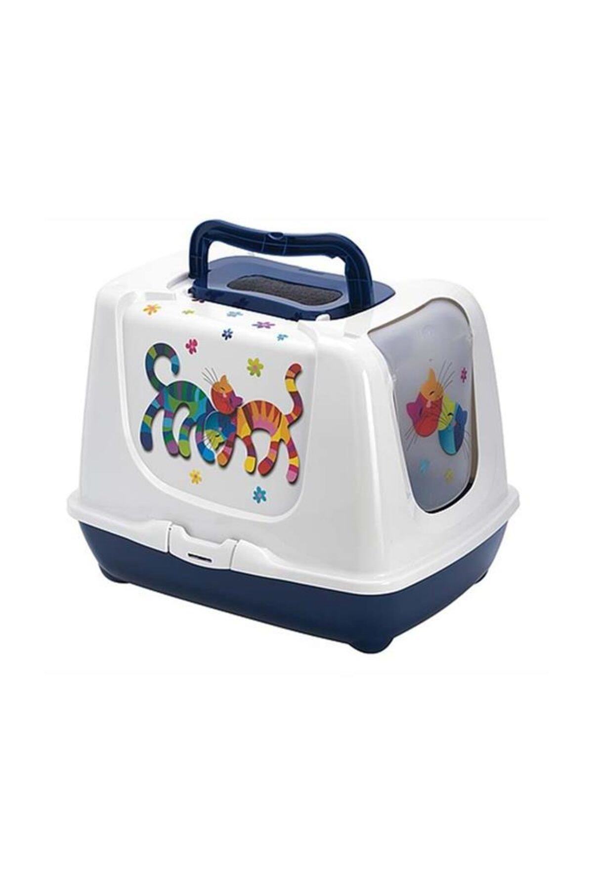 Moderna Trendy Friends Kapalı Kedi Tuvaleti 50 Cm Lacivert