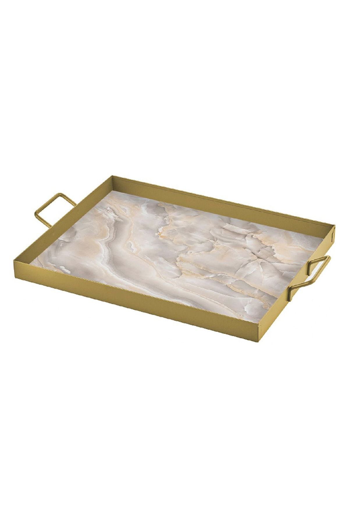 Bella Maison Marbre Bej Dekoratif Tepsi (40x30 Cm)