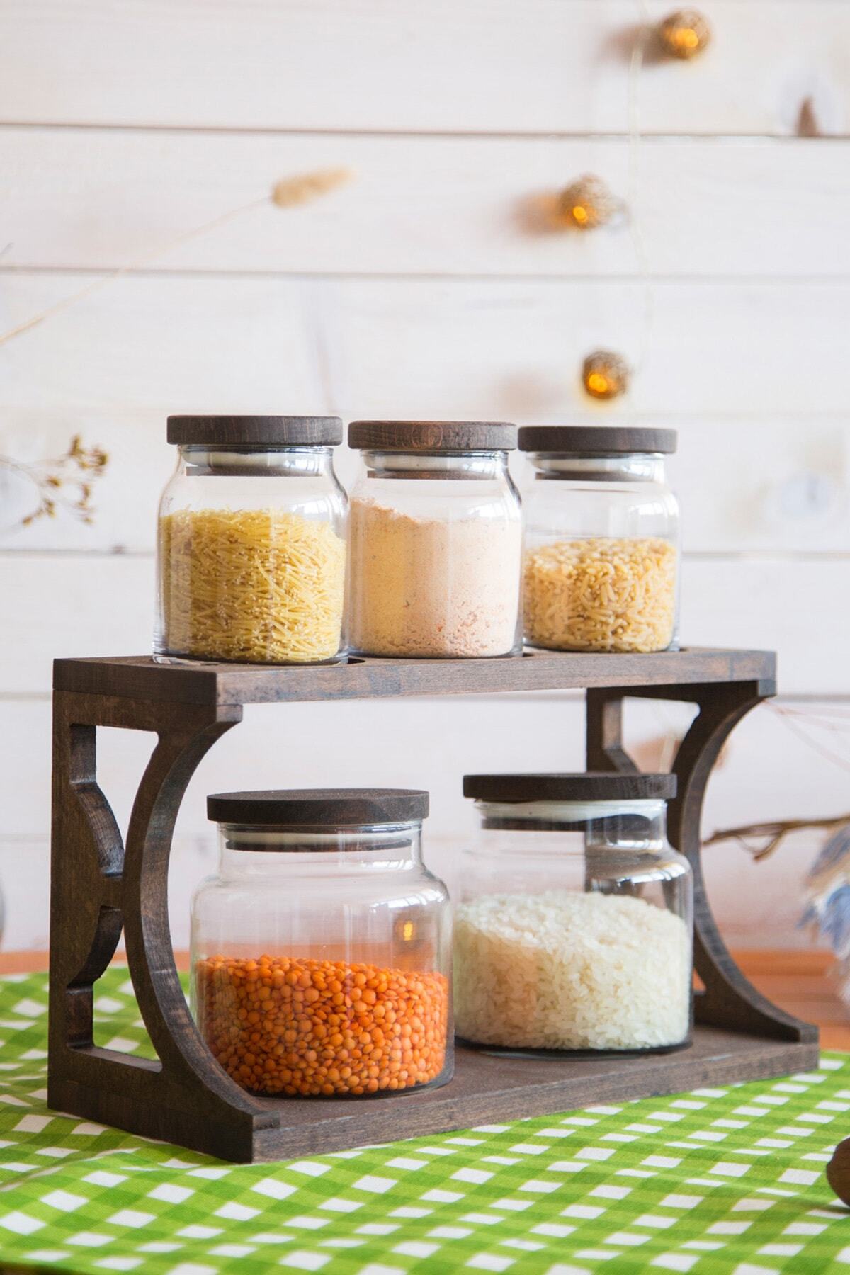 JOY KİTCHEN Shelfy 5Li Kavanoz Seti Oval Venge Renkli 3K2O
