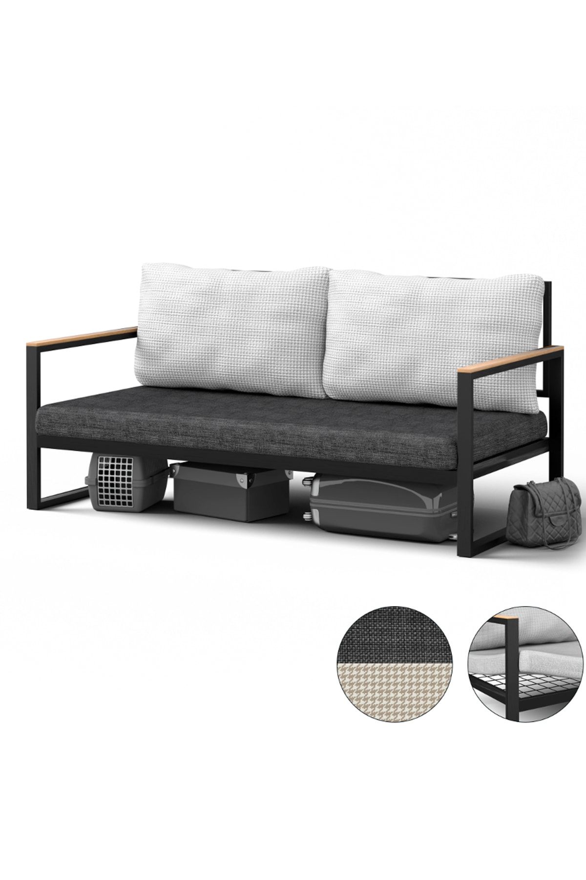 Gaga Mobilya Metal Kanepe (140Cm) Antrasit