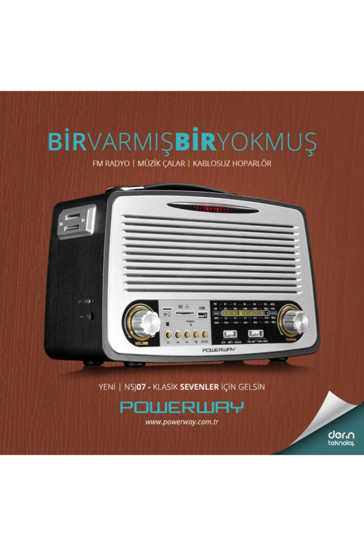 POWERWAY Nsj07 Bluetooth Portatif Nostalji Radyo