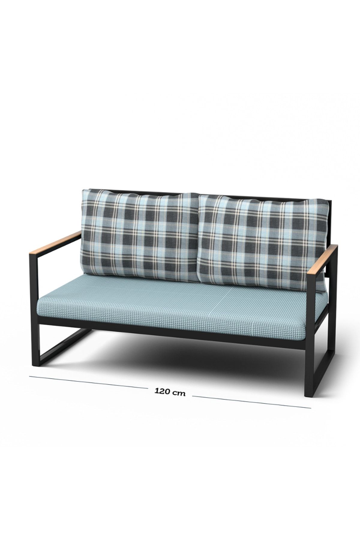 Gaga Mobilya Metal Kanepe (120cm) Ekoseli