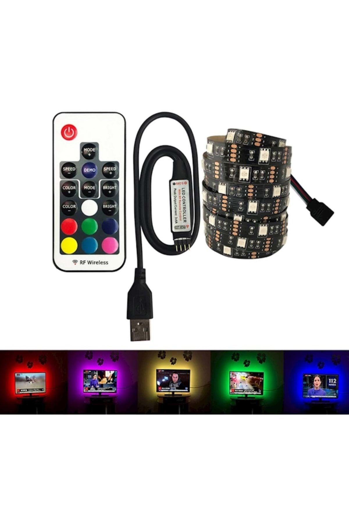 triline tv arkasi silikonlu kumandali rgb led serit 16 renk 5 m fiyati yorumlari trendyol