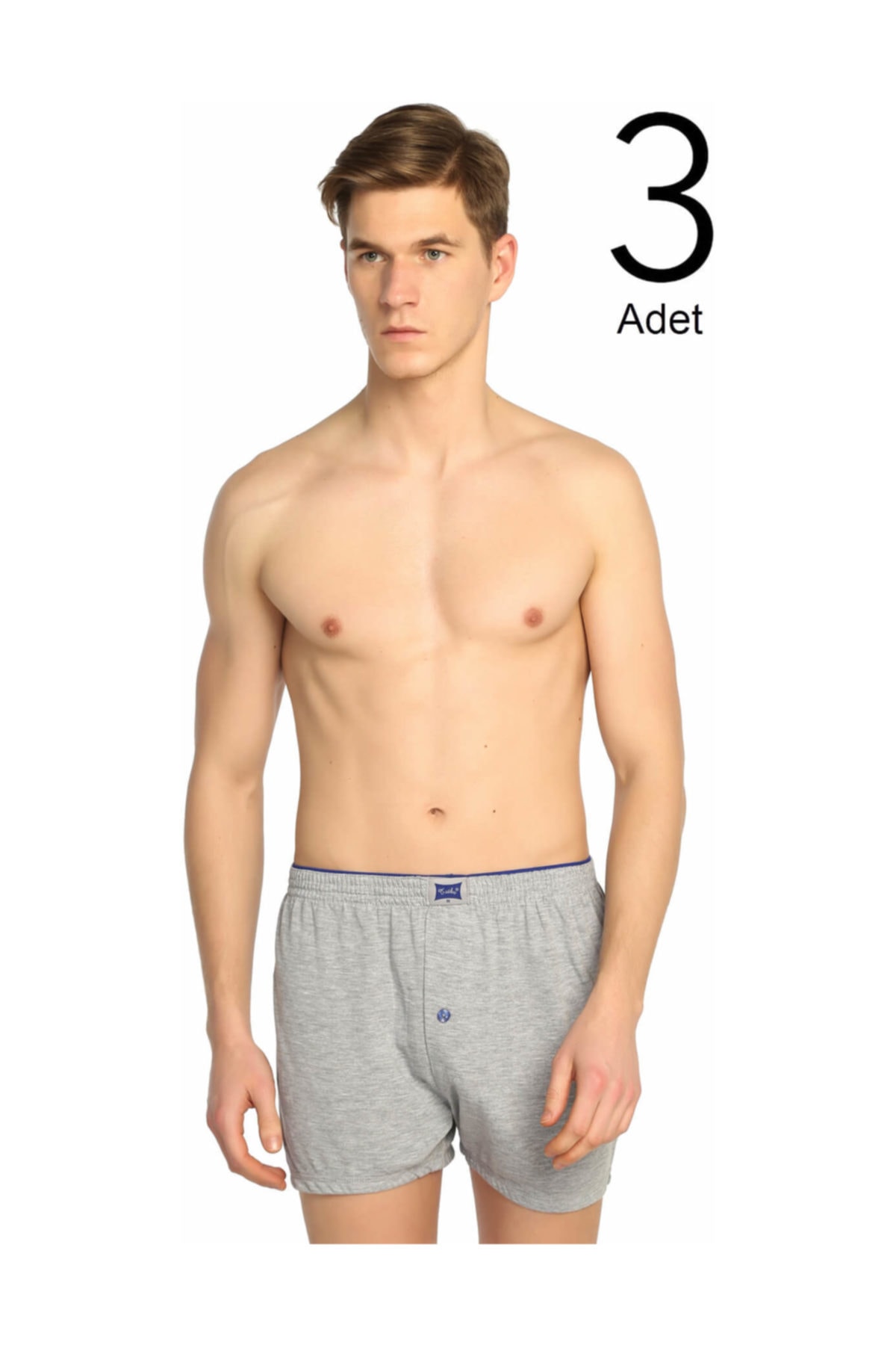 Tutku 3'lü Paket 0117 Penye Düz Erkek Boxer