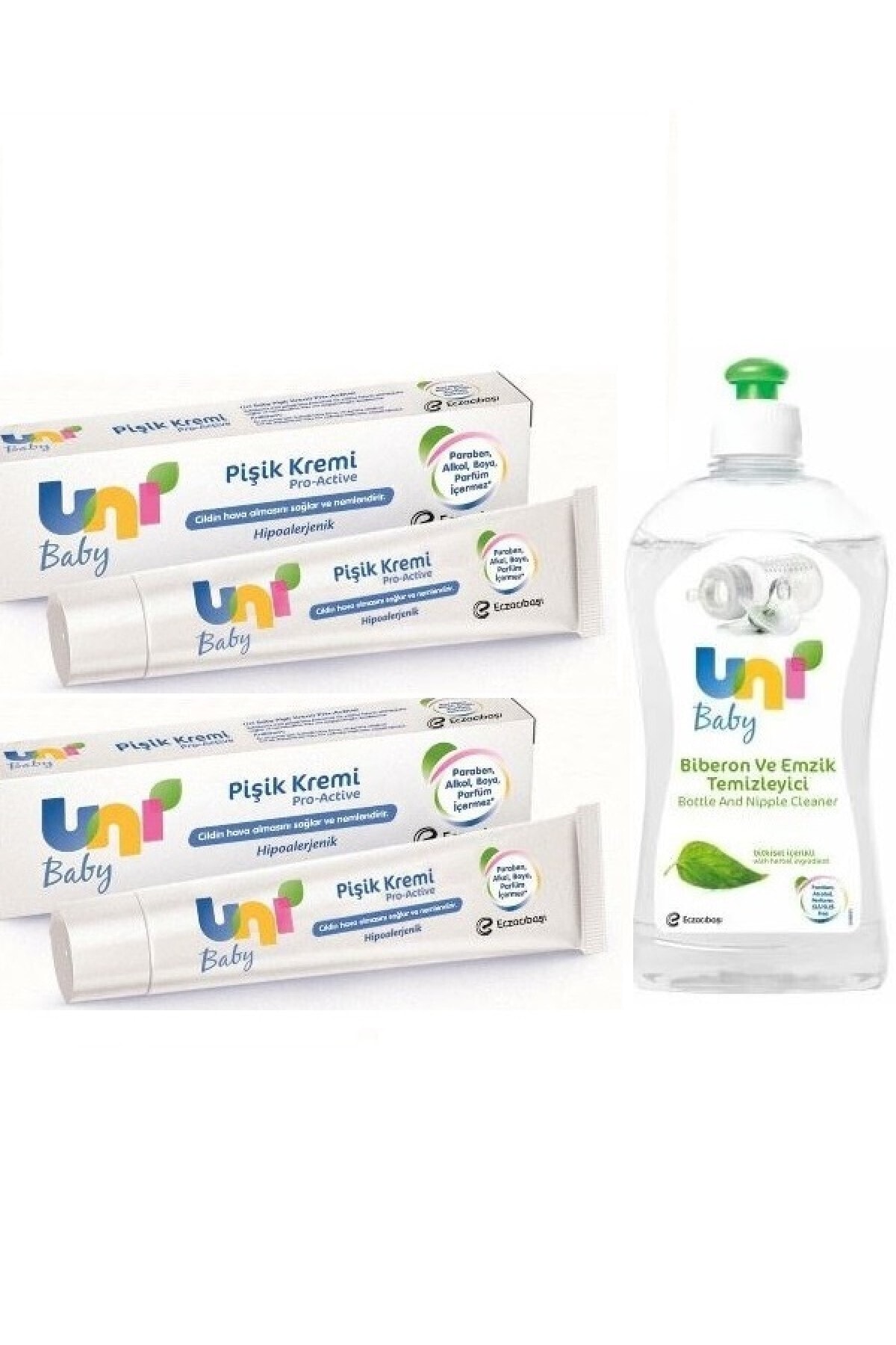 Uni Baby Süt Gıda Kalıntılarına Karşı Etkili Temizleyici 500 Ml+nemlendirici Etkili Pişik Kremi 30 Ml*2