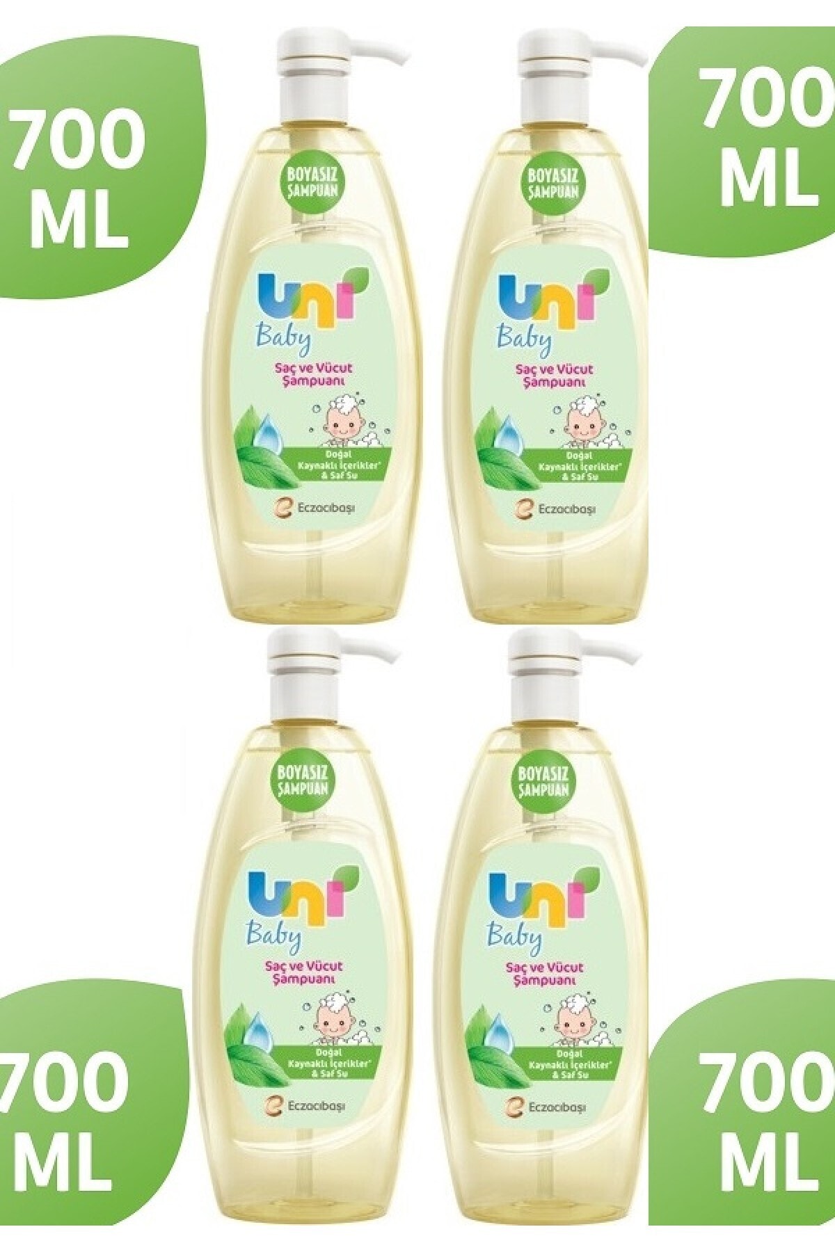 Uni Baby Saç Ve Vücut Şampuanı 700 Ml*4 Adet