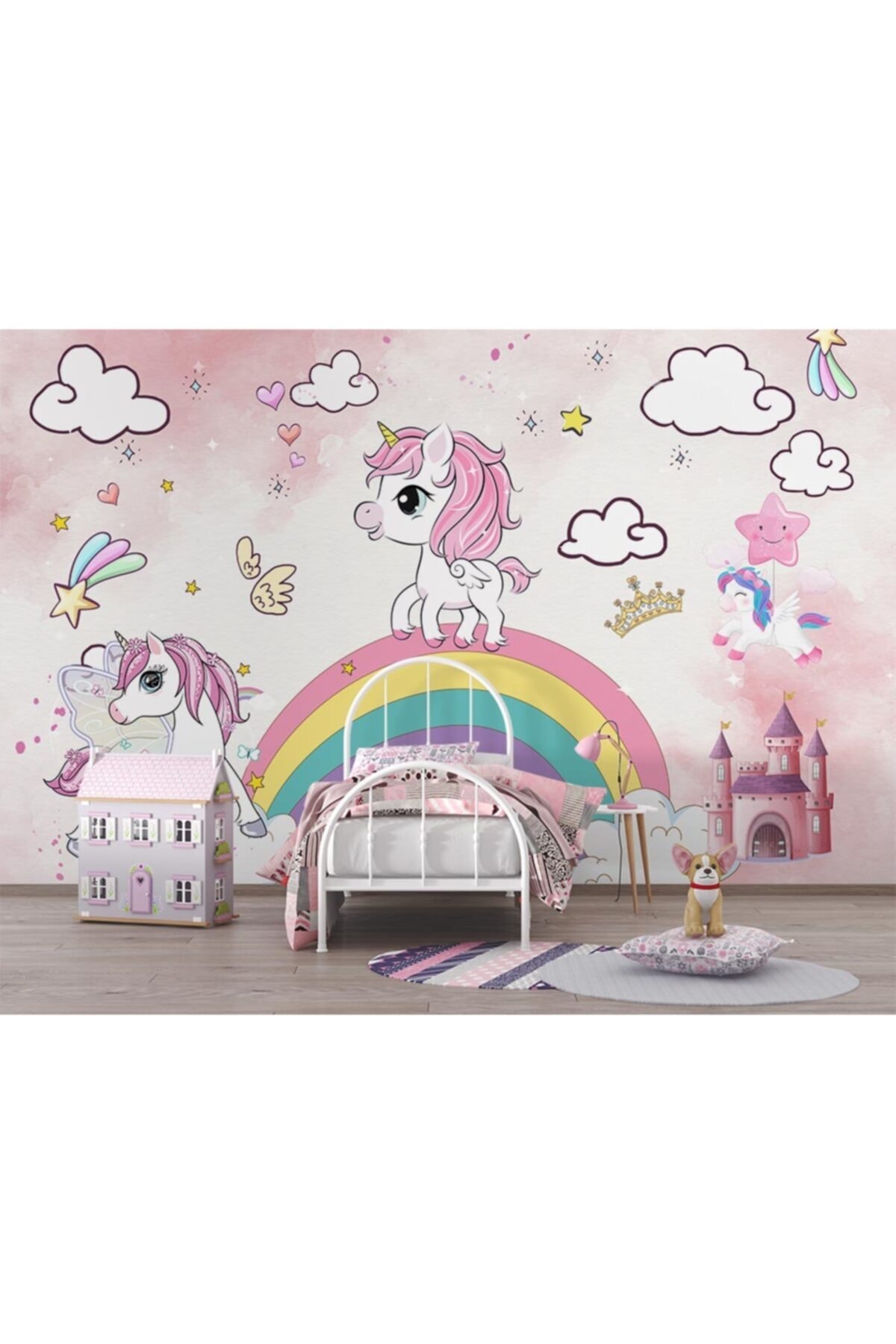 Özen Duvar Kağıtları Unicorn Kız Çocuk Odası Duvar Kağıdı