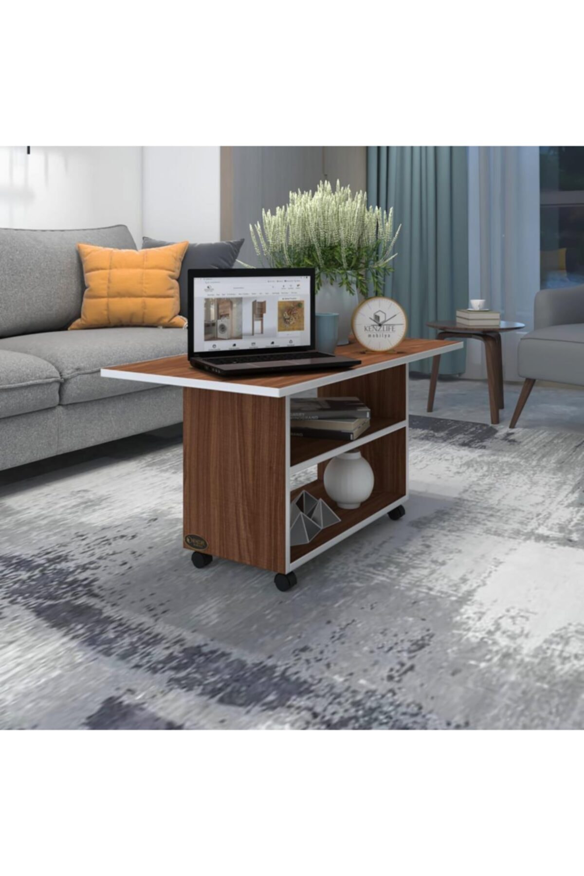 Kenzlife orta salon sehpası prag70 cvz 045*070*50 tekerlekli yemek masası