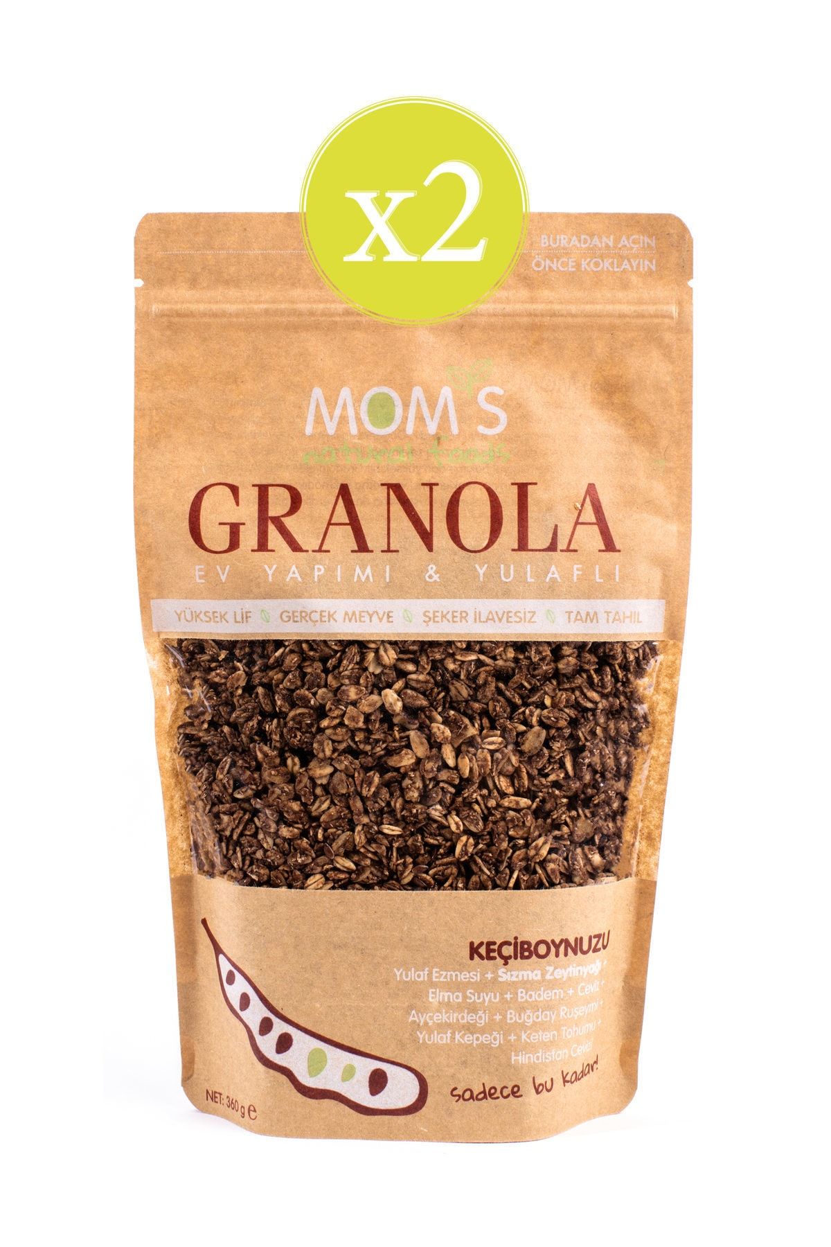Mom's Natural Foods 2'li Keçiboynuzlu Granola 360 gr