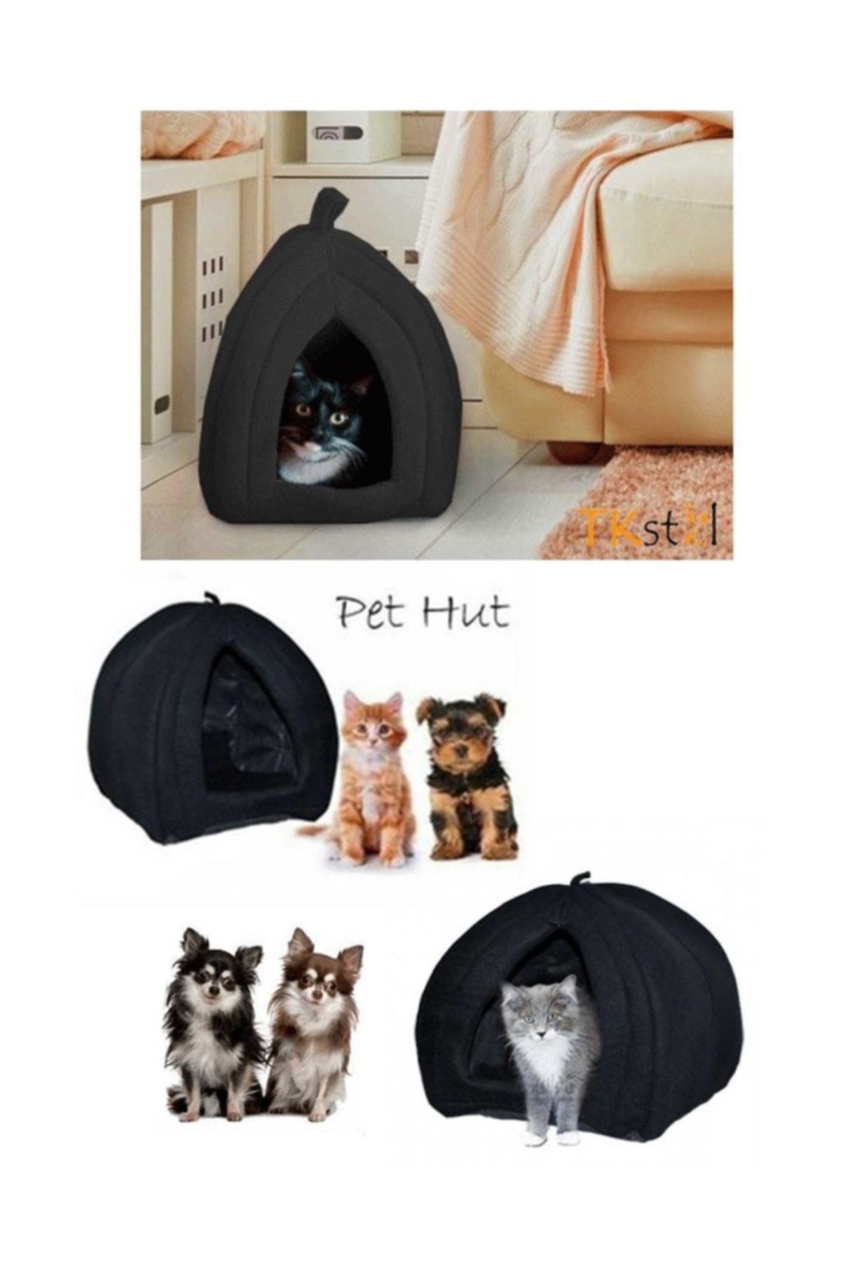 ustuneyok Pet Hut Polar Kedi Ve Köpek Yatağı - Siyah