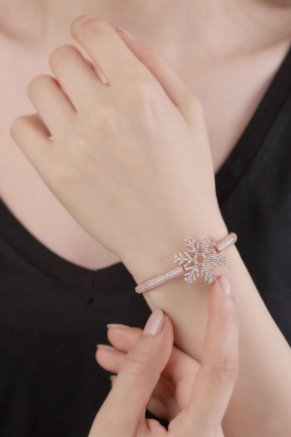 Else Silver Asansörlü Kar Tanesi Gümüş Bileklik
