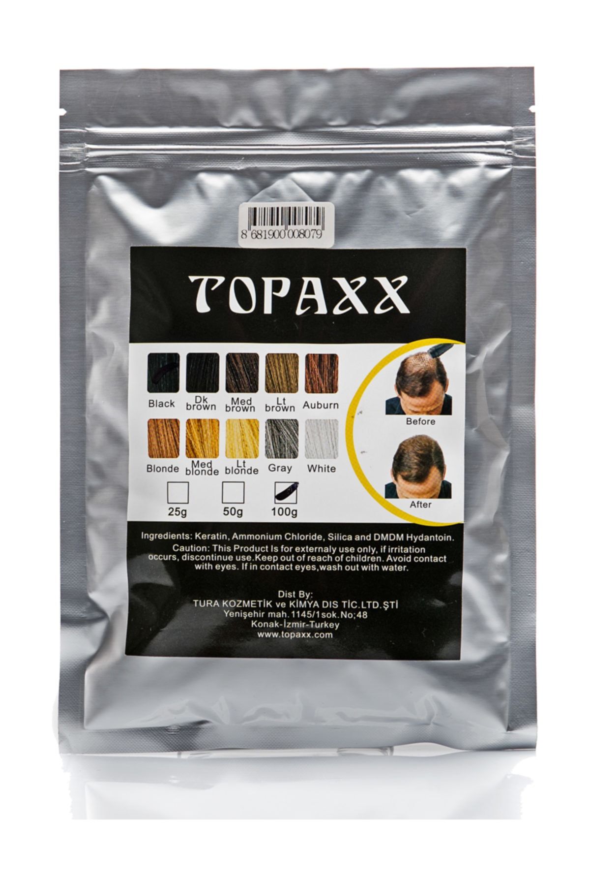 Topaxx Koyu Kahve/dark Brown Saç Fiber Topik Tozu 100gr