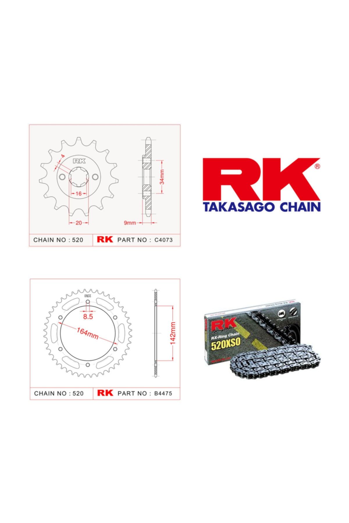 RK Hyosung Gt 250 R Efı  Rx-ring Zincir Dişli Set 520 Xso - 14/46 T(2011-2015)