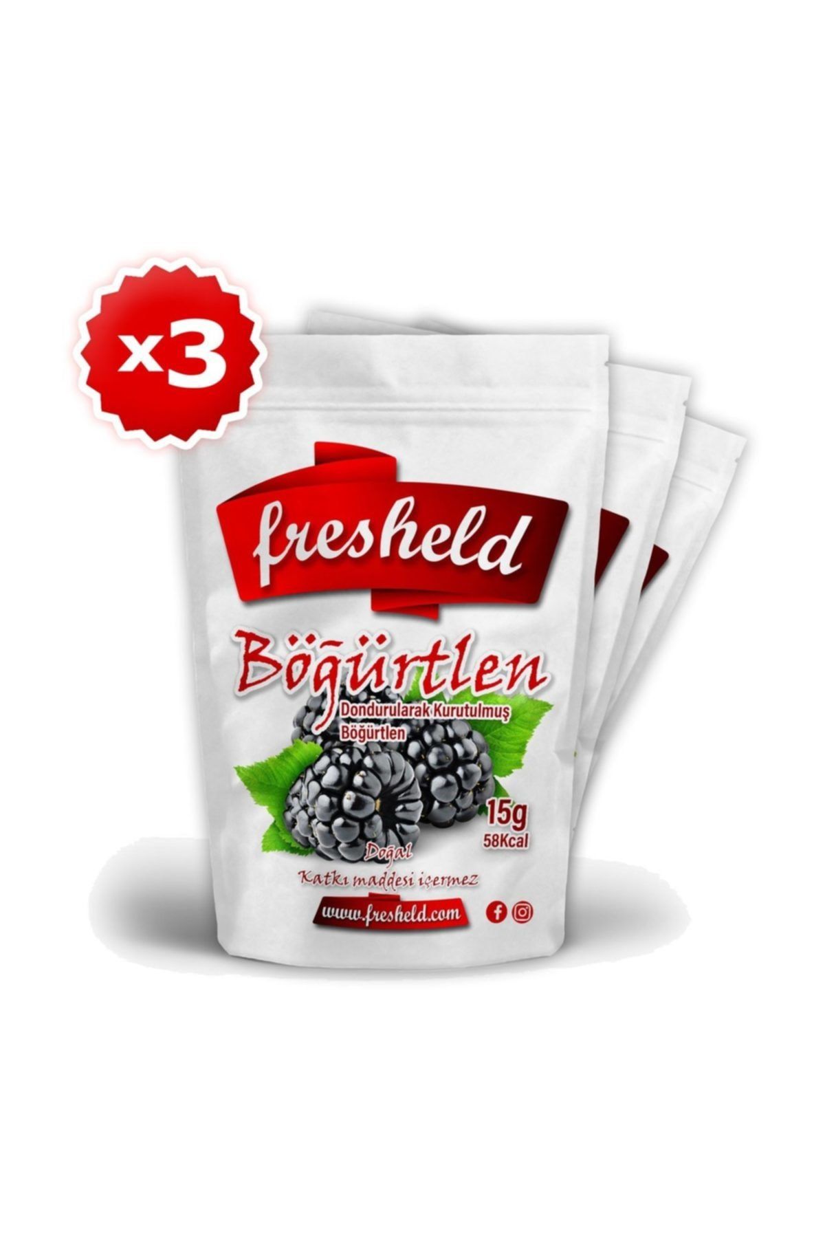 Fresheld Dondurularak Kurutulmuş Böğürtlen 15g 3'lü Paket