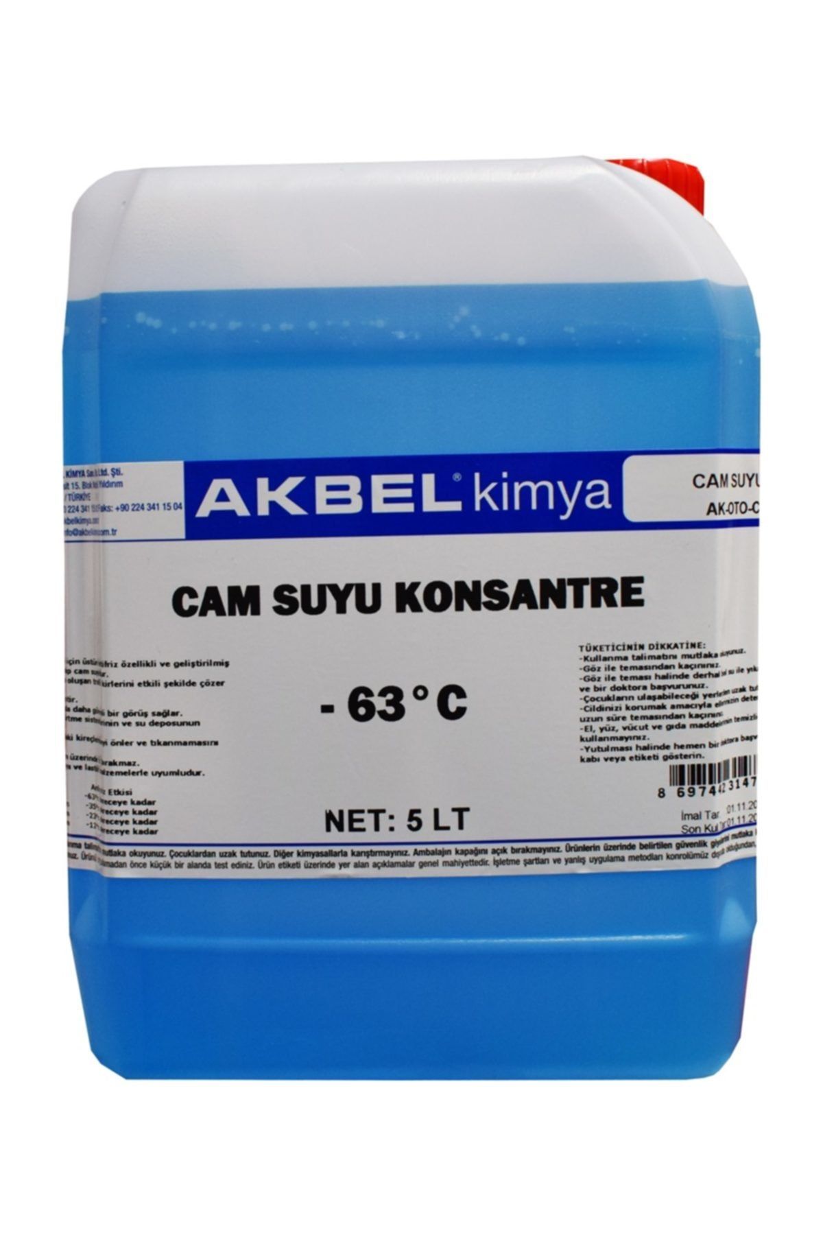akbel Cam Suyu Antifrizli Konsantre 5 lt - 63°c