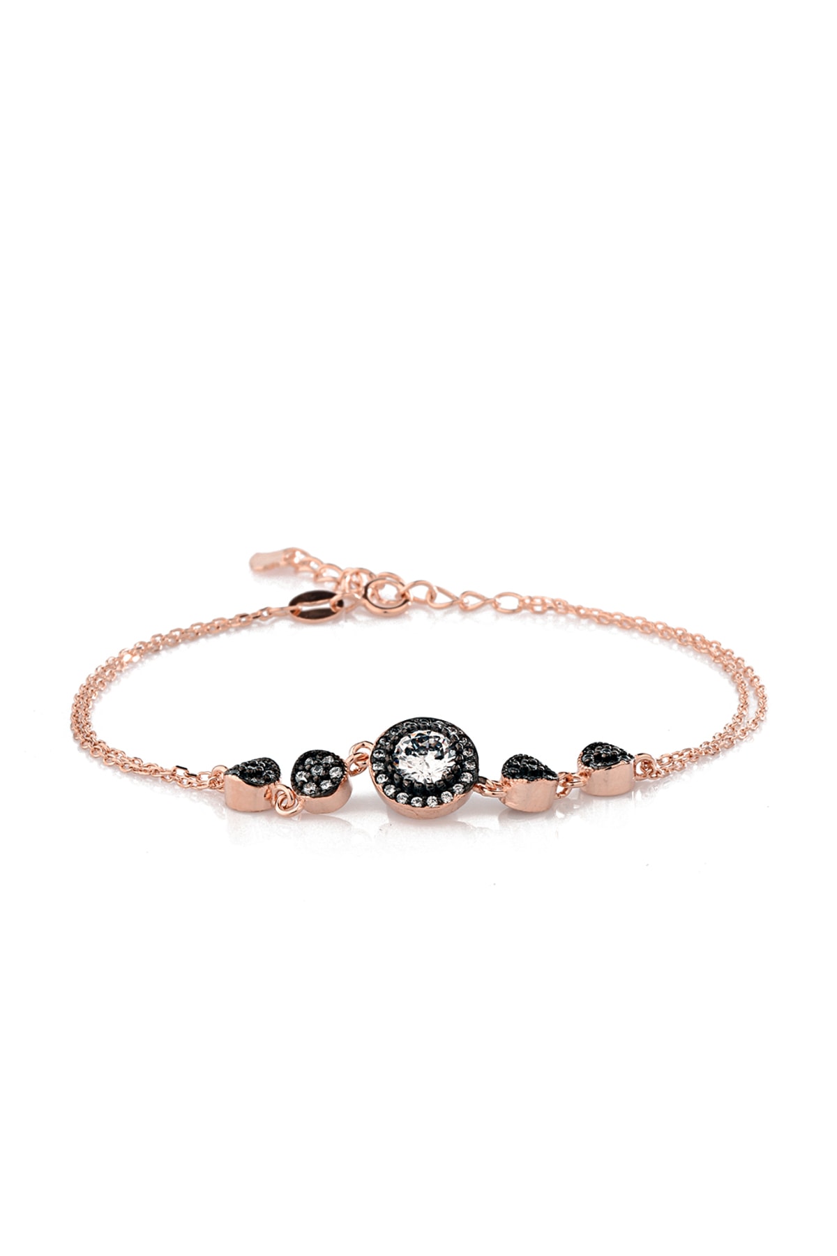 MySilvers Elmas Montür Zincir Bileklik Kadın Rose Zirkon