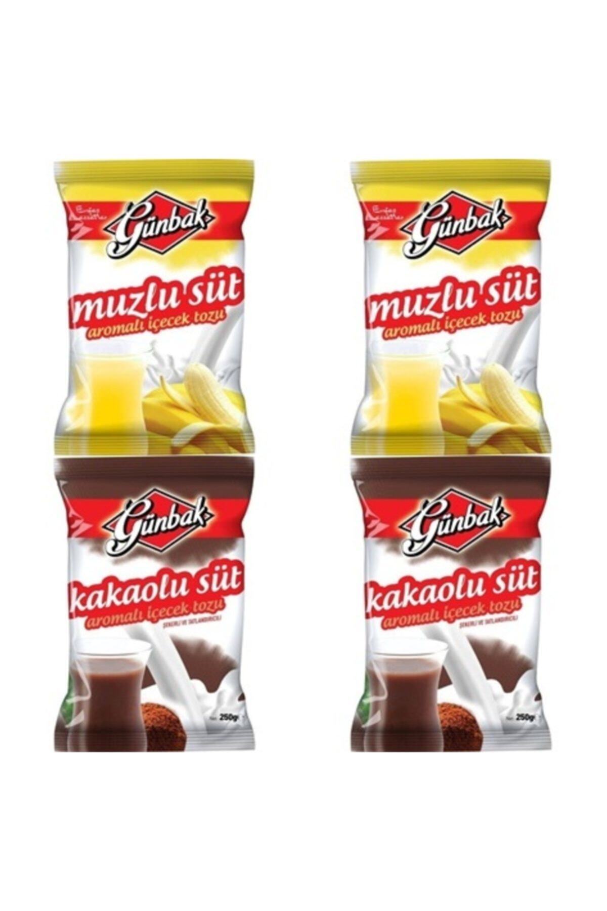 Günbak 2 Kakaolu Süt, 2 Adet Muzlu Süt ( 4 Adet ) Aromatik Toz Içecek