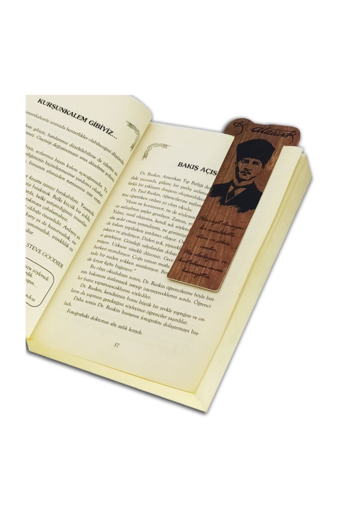 İstisna Ahşap Görünümlü Atatürk Kitap Ayracı 3'lü Set