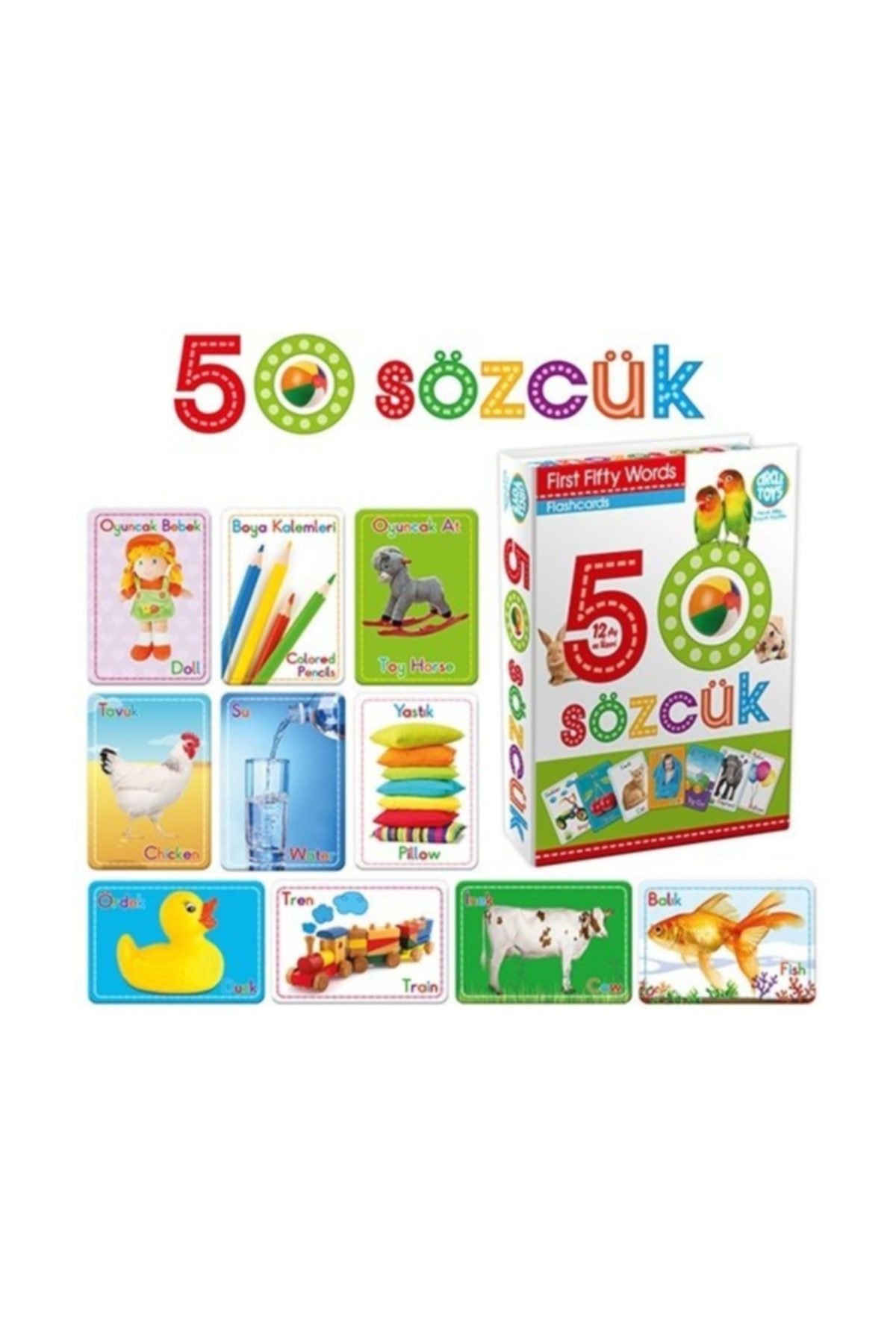 AteşTech 50 Sözcük Çocuklar Için Eğitim Kart Seti