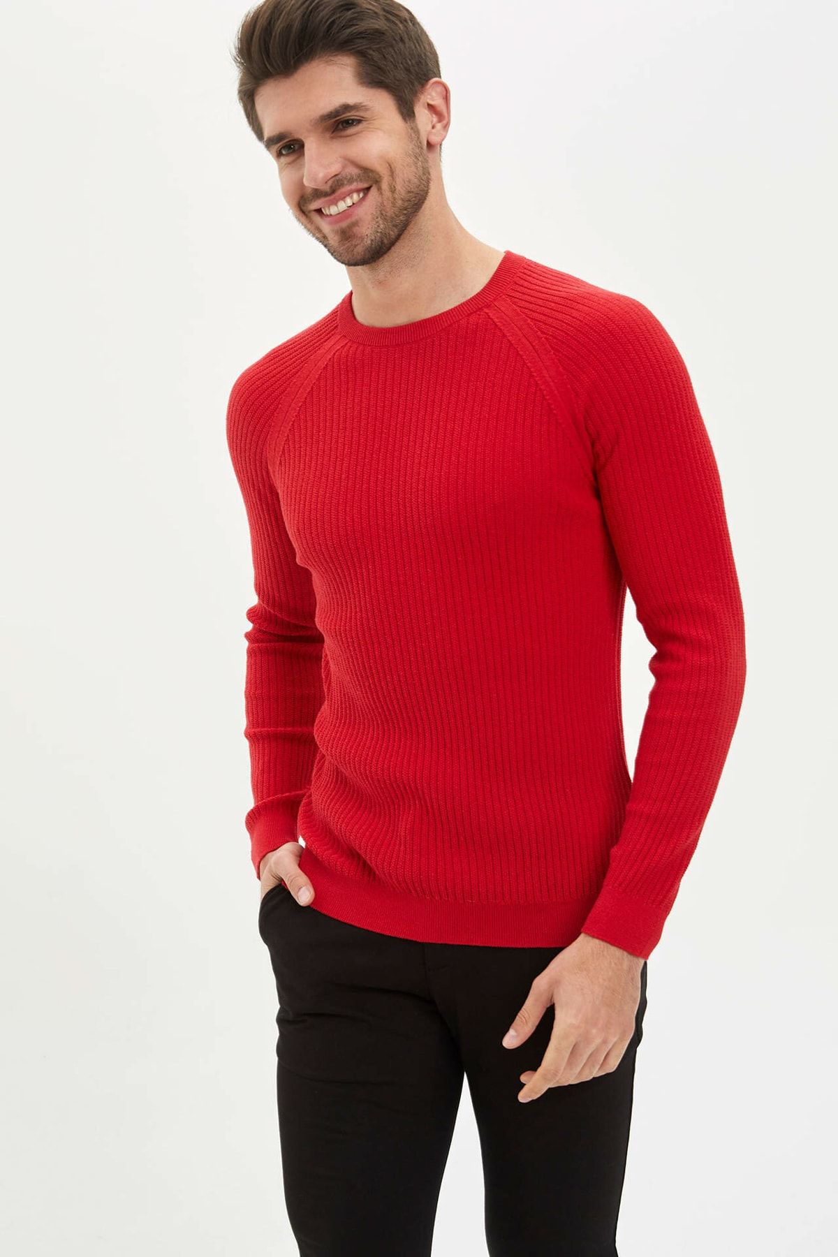 DeFacto Slim Fit Reglan Kol Bisiklet Yaka Triko Kazak