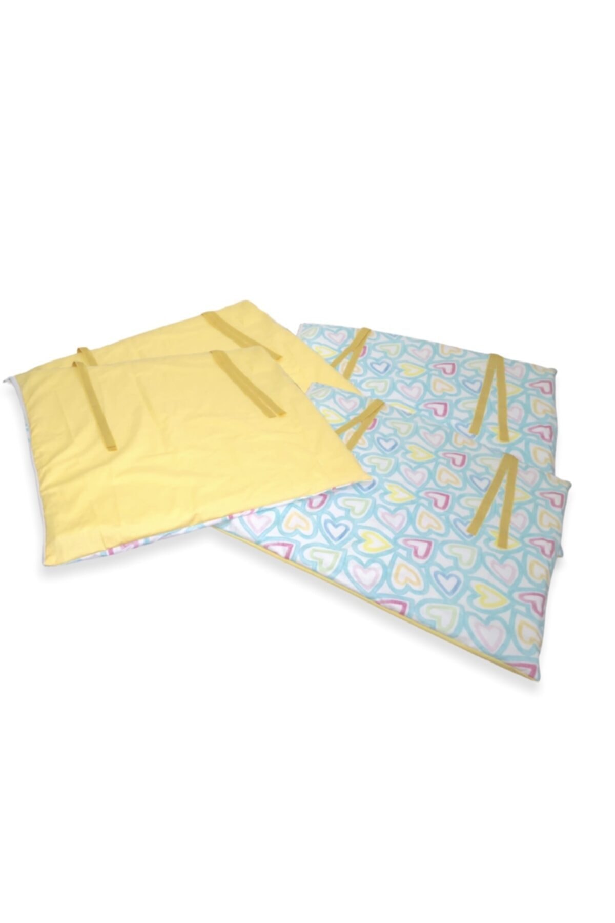 Bebek Özel Bebek Çocuk Beşik Kenar Koruma 90x190 Montessori Için (4 Parça) Gökkuşağı Kalpli