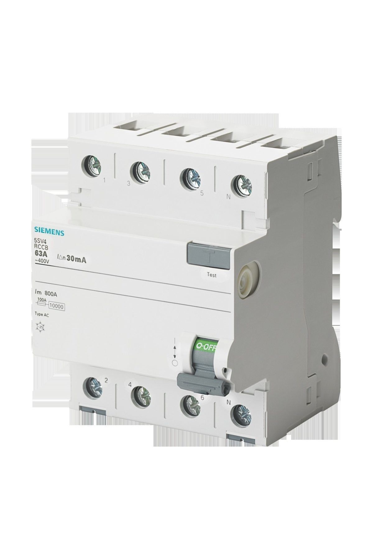 Siemens Siemens 5SV4346-0  63A  30mA  400V (3 Faz+Nötr) Kaçak Akım Koruma Rölesi