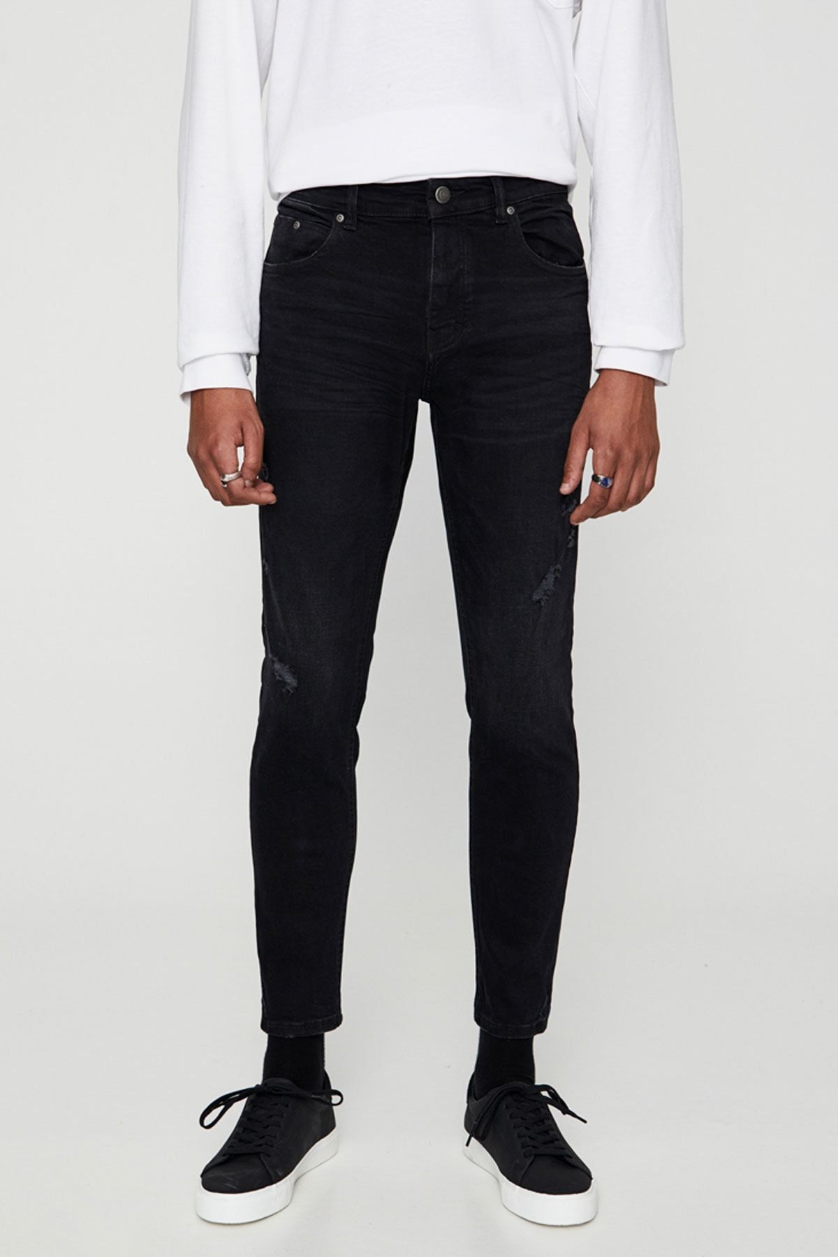 Soluk Efektli Siyah Premium Skinny Fit Jean