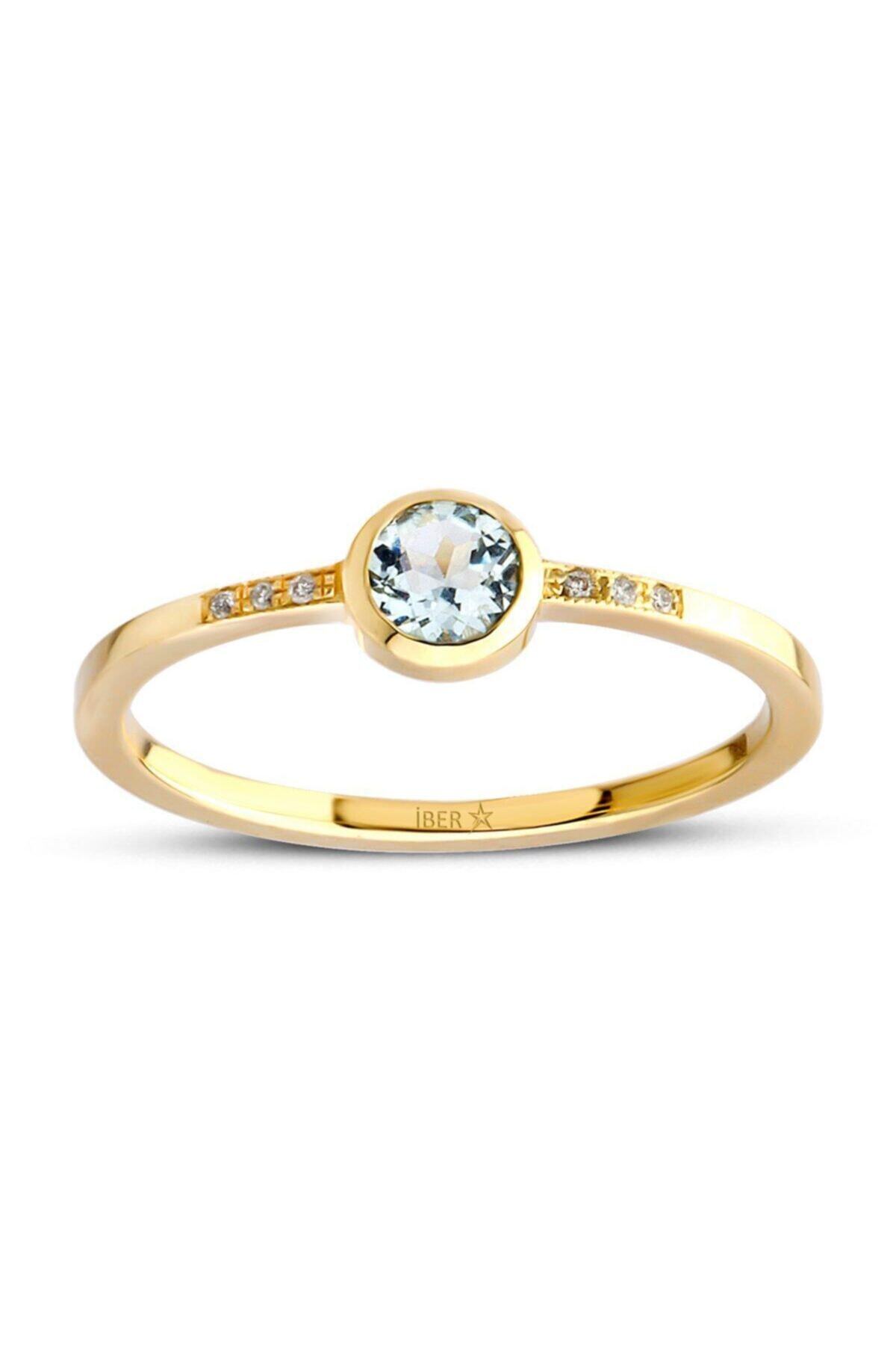 İBER DIAMOND 0.38 Karat Aquamarin Pırlanta Taşlı Yüzük