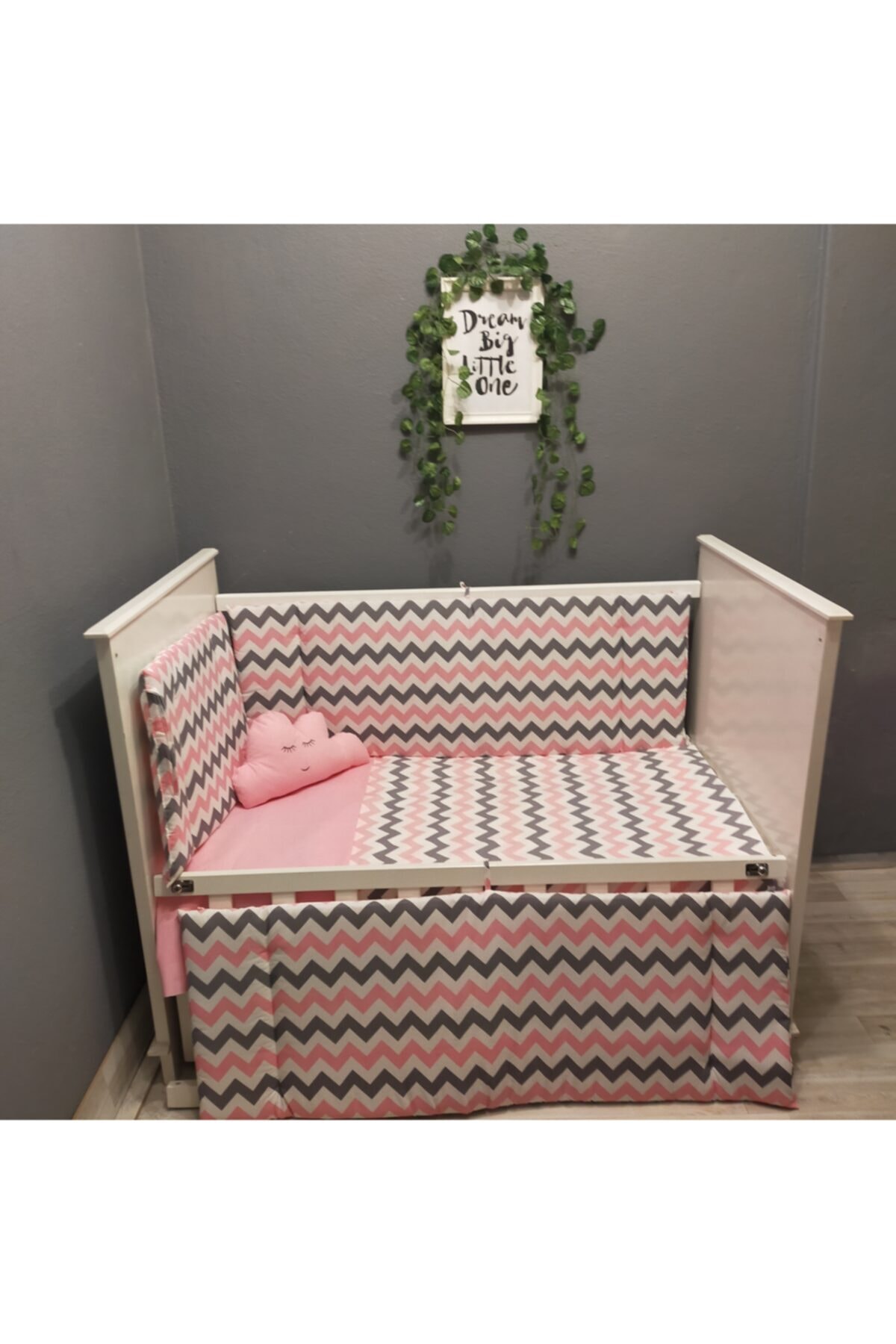 Cordelieu Pembe Zigzaglı Bebek Uyku Seti 60*120