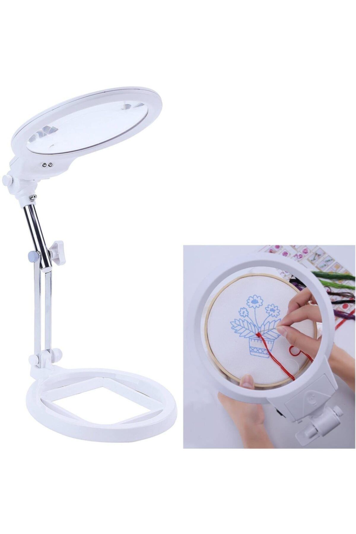 yakpen Beyaz Akrobat Büyüteç Işıklı Büyüteç Dikiş Nakış Büyüteci 130mm