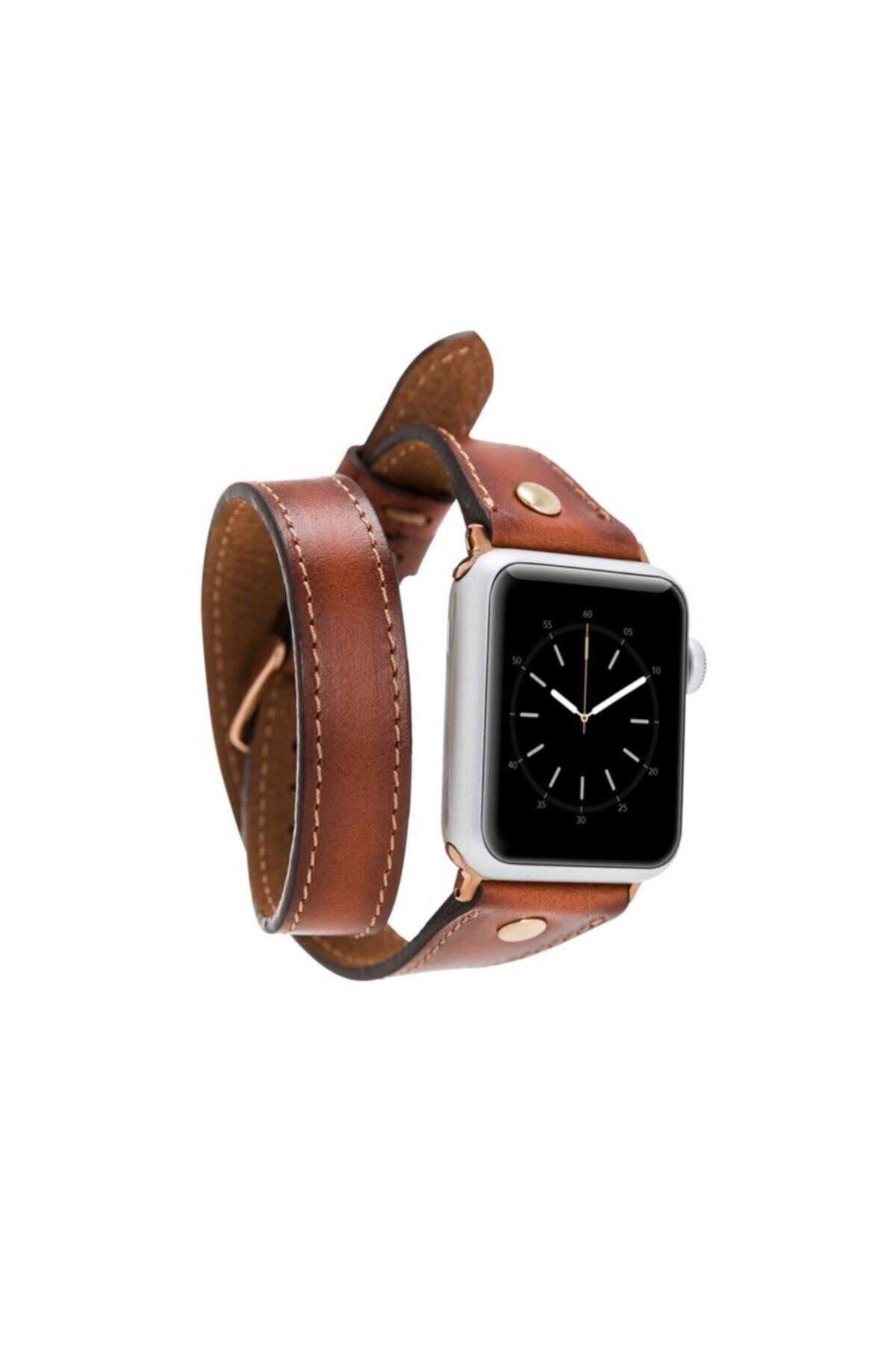 Bouletta Apple Watch Uyumlu Kahverengi Hakiki Deri Kordon 42-44 mm