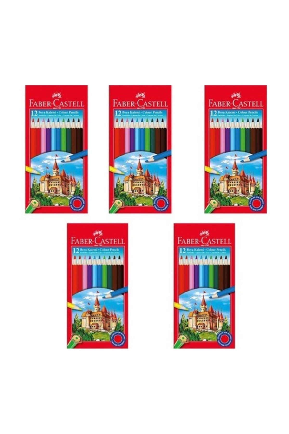 Faber Castell Faber-castell Karton Kutu Boya Kalemi 12 Renk Tam Boy 5 Adet