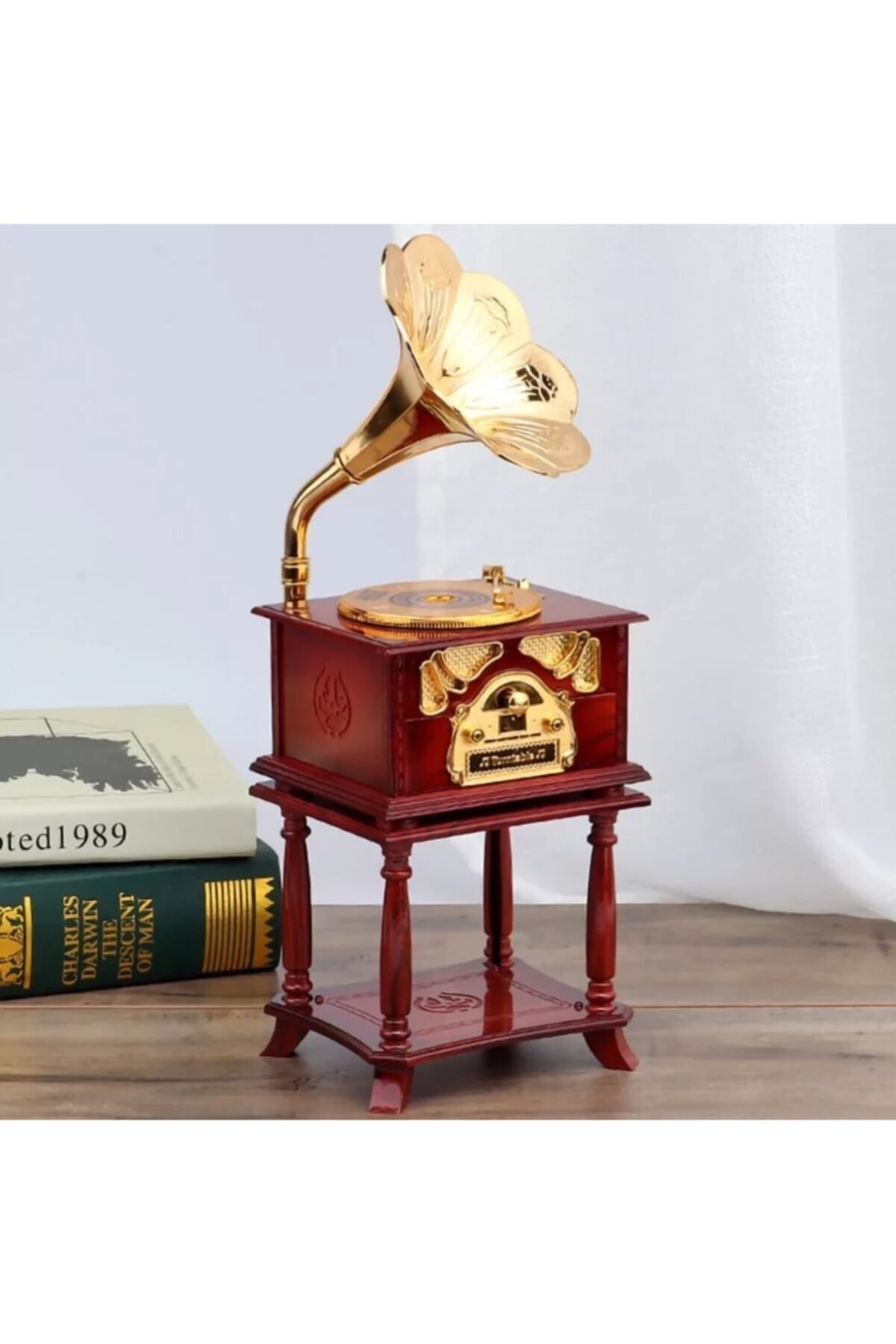 Kargolat Nostaljik Sehpalı Ahşap Görünümlü Gramafon Müzik Kutusu