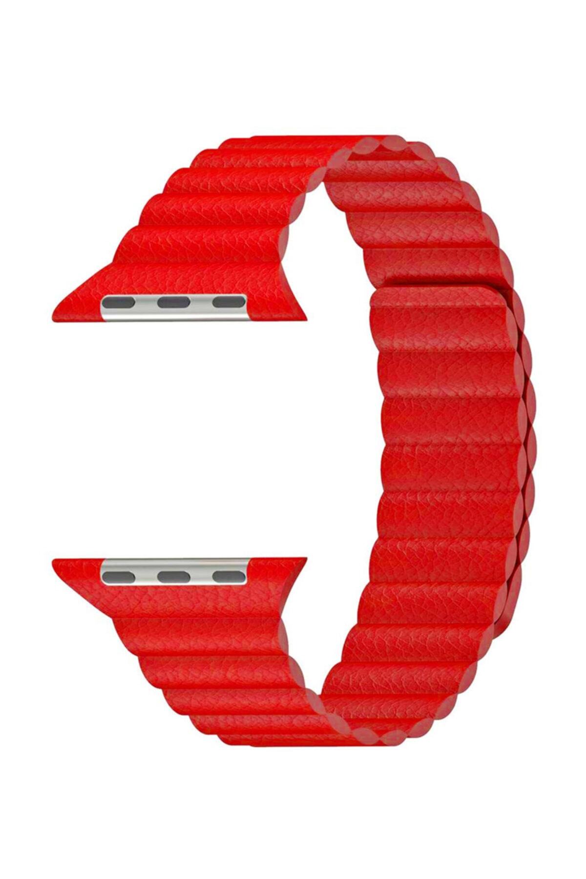 Microsonic Watch Series 1 38mm Twist Leather Loop Kordon Kırmızı