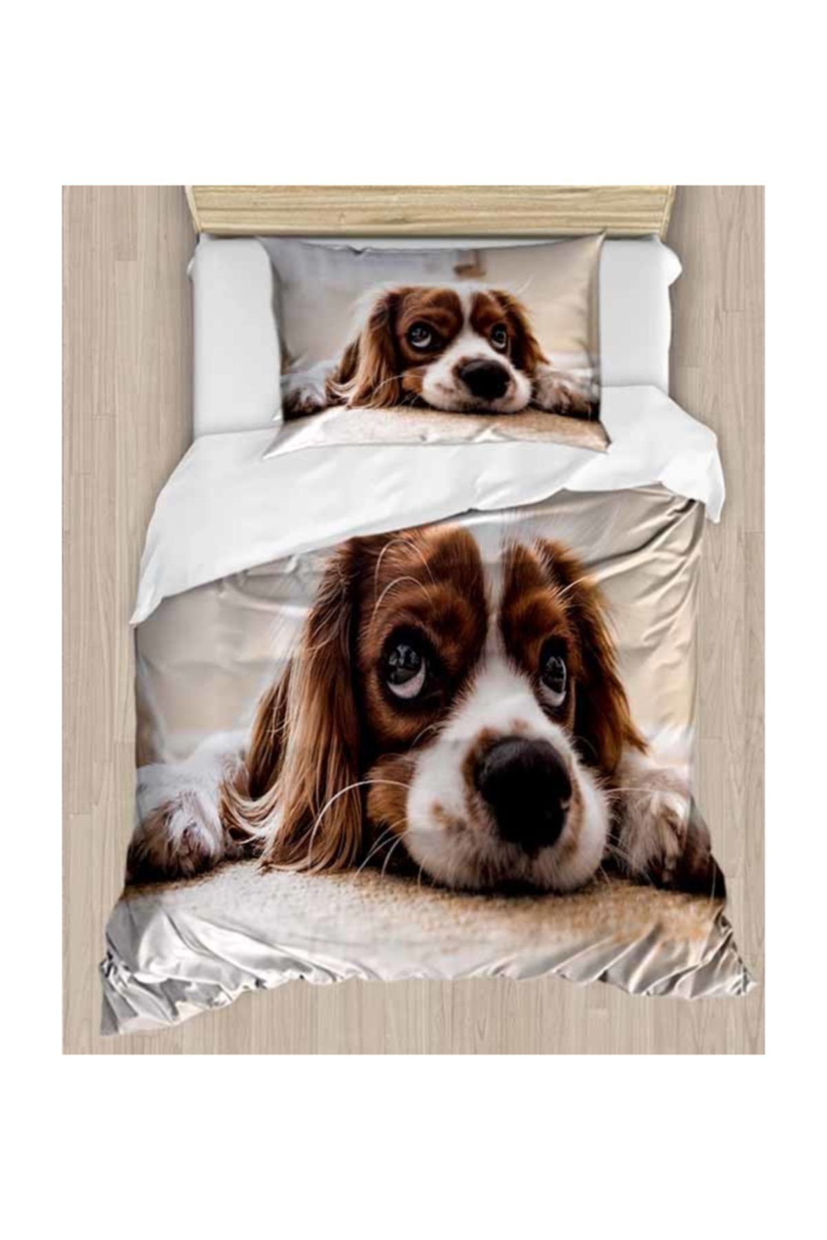 Else Halı Else Sevimli Köpek 3d Desenli Tek Kişilik Nevresim Takımı