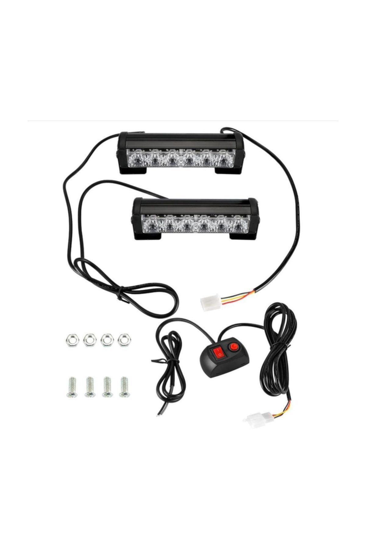 Knmaster Kırmızı Mavi Çakarlı Enlemesine 6'lı Led Takım