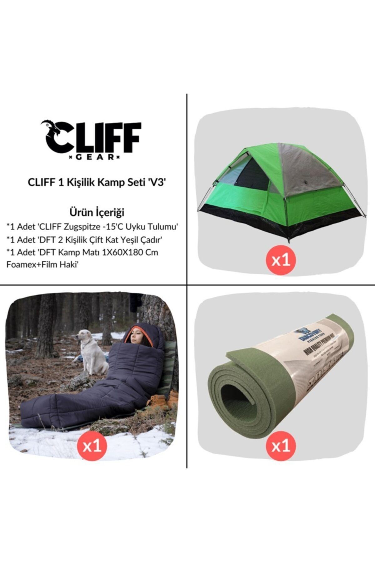 Cliff 1 Kişilik Kamp Seti 'v3'