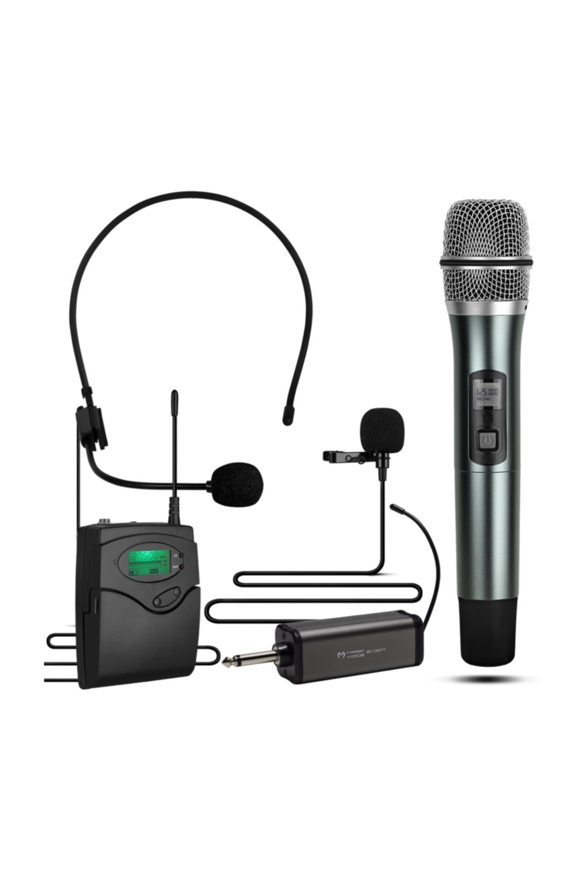 OEM Magıcvoıce Mv-1305ye Uhf 1 El + 1 Yaka Ekranlı Kablosuz Telsiz Mikrofon