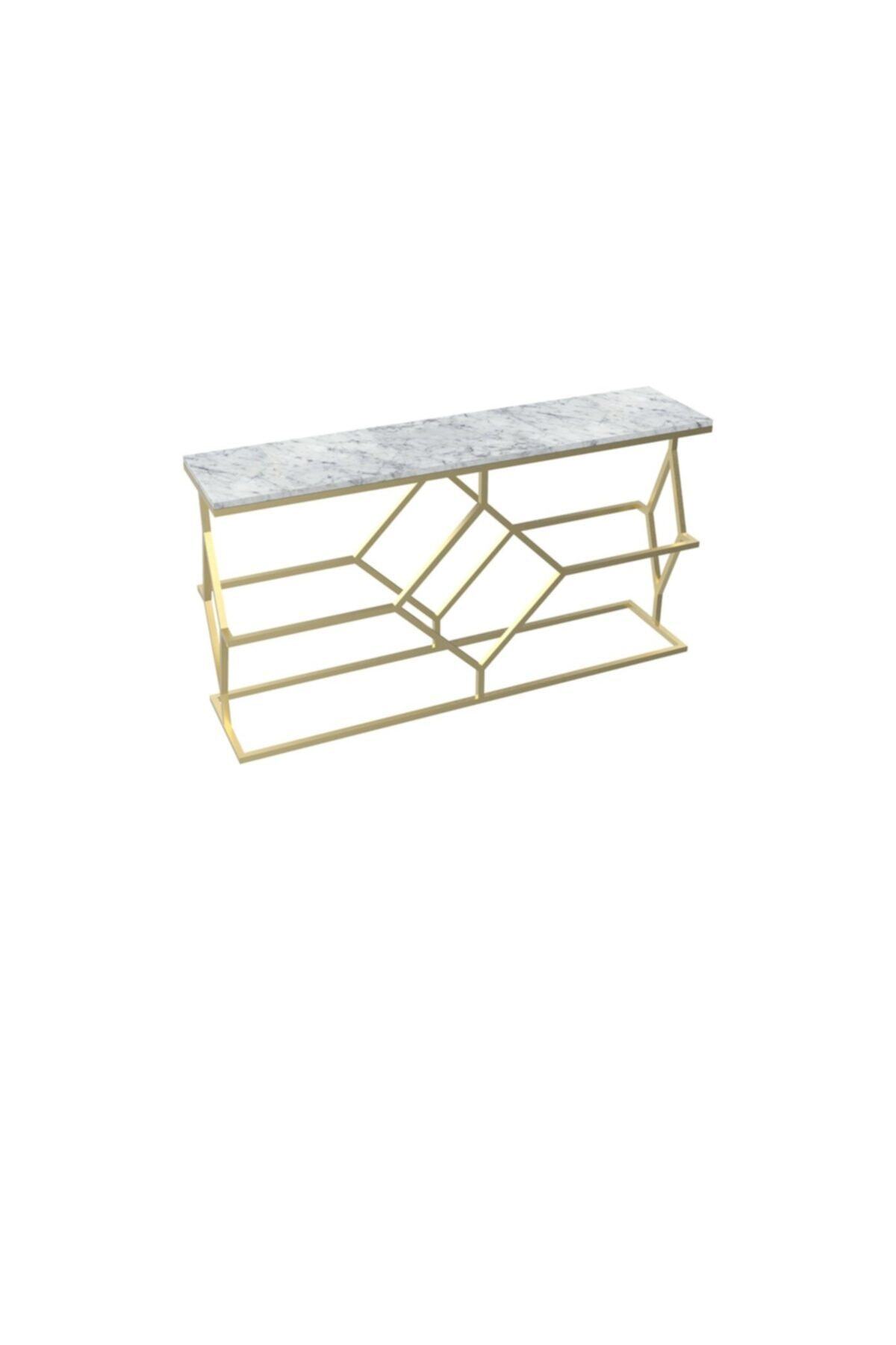 MAKSA Fenisia 150cm Carrara White Satine Pirinç Konsol