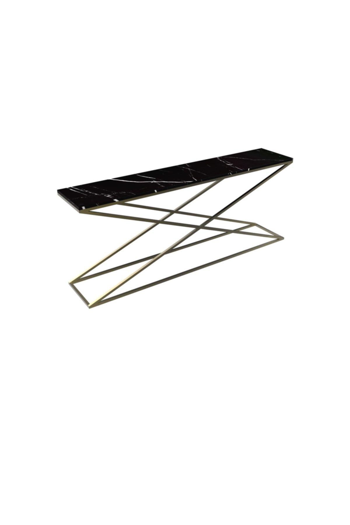 MAKSA Aida 200cm Alexandrette Black Antik Eskitme Pirinç Konsol