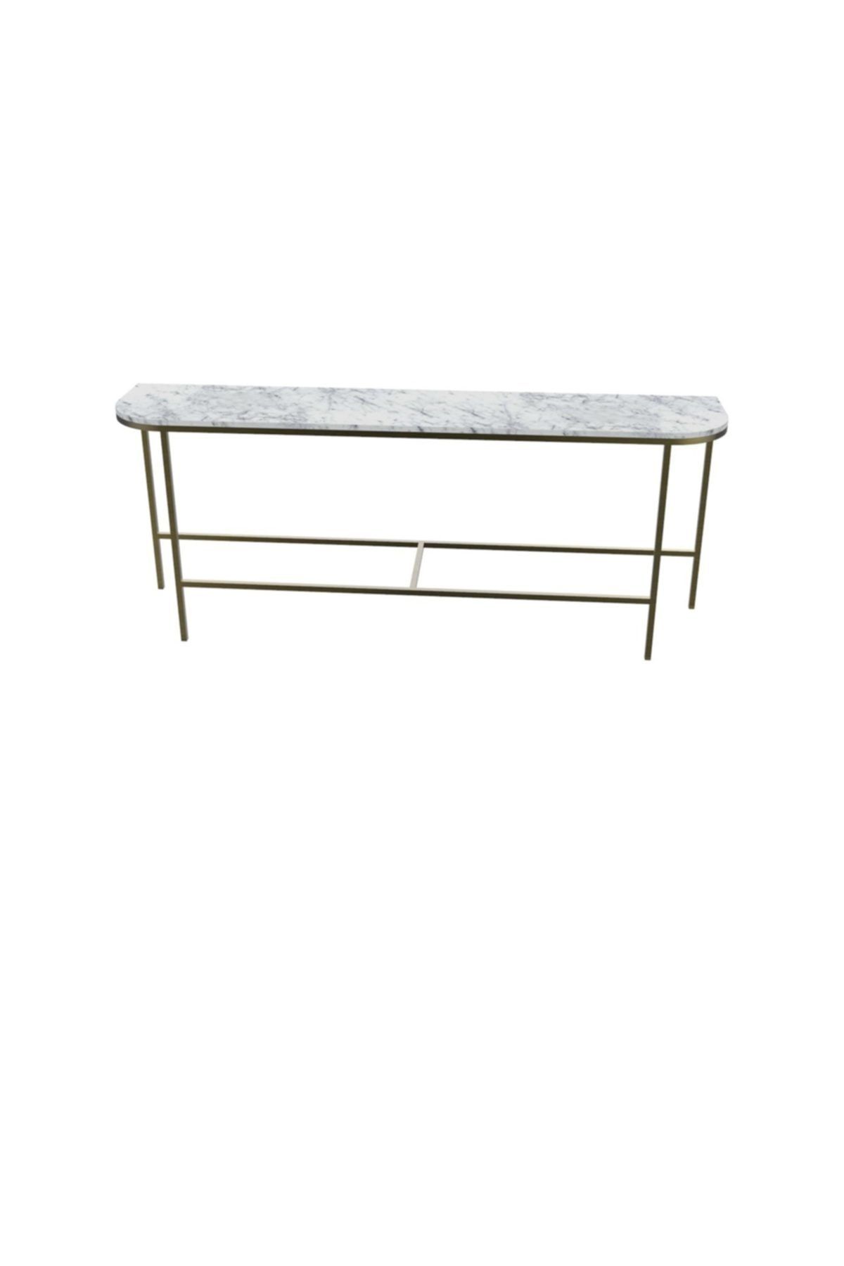 MAKSA Callisto 200cm Carrara White Antik Eskitme Pirinç Konsol