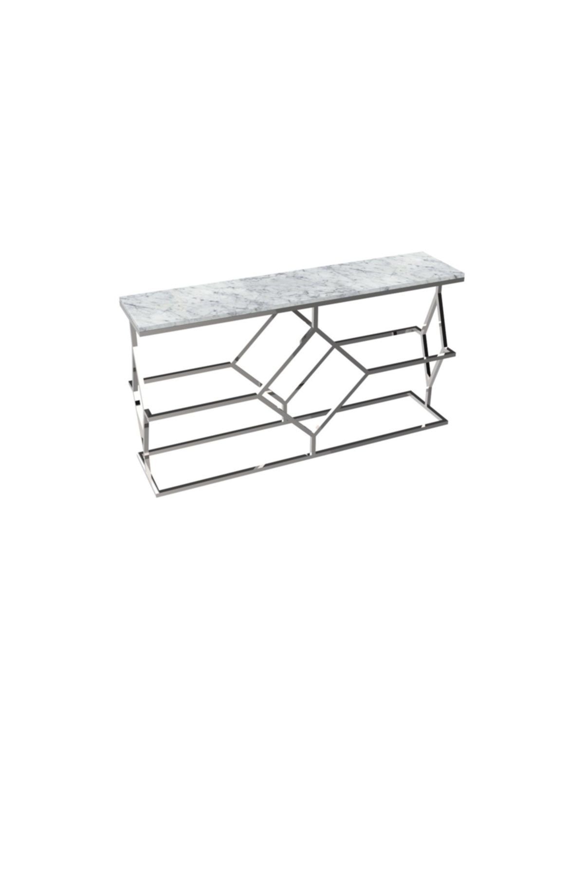 MAKSA Fenisia 150cm Carrara White Parlak Paslanmaz Konsol