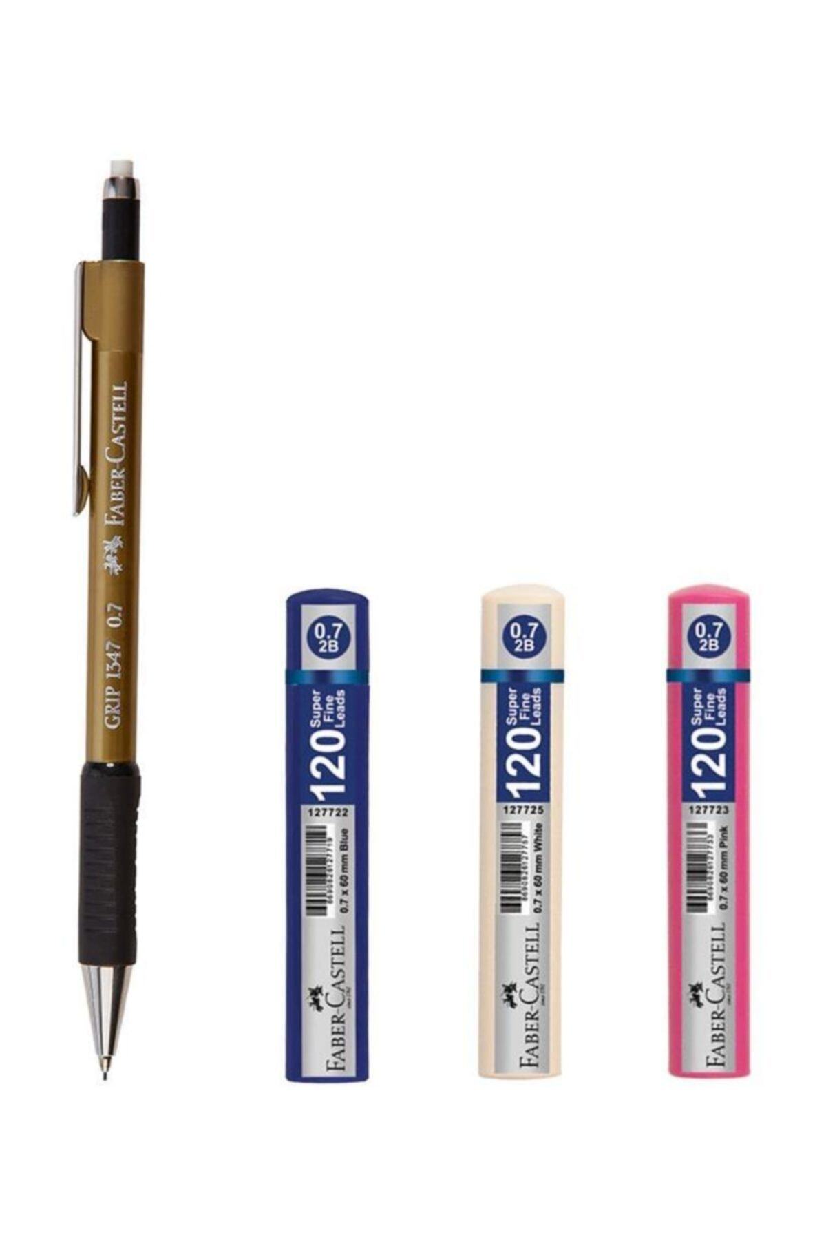 Faber Castell L 1347 Versatil Kalem 0.7 Altın 134781 + 120'li 0.7 Uç 3 Adet