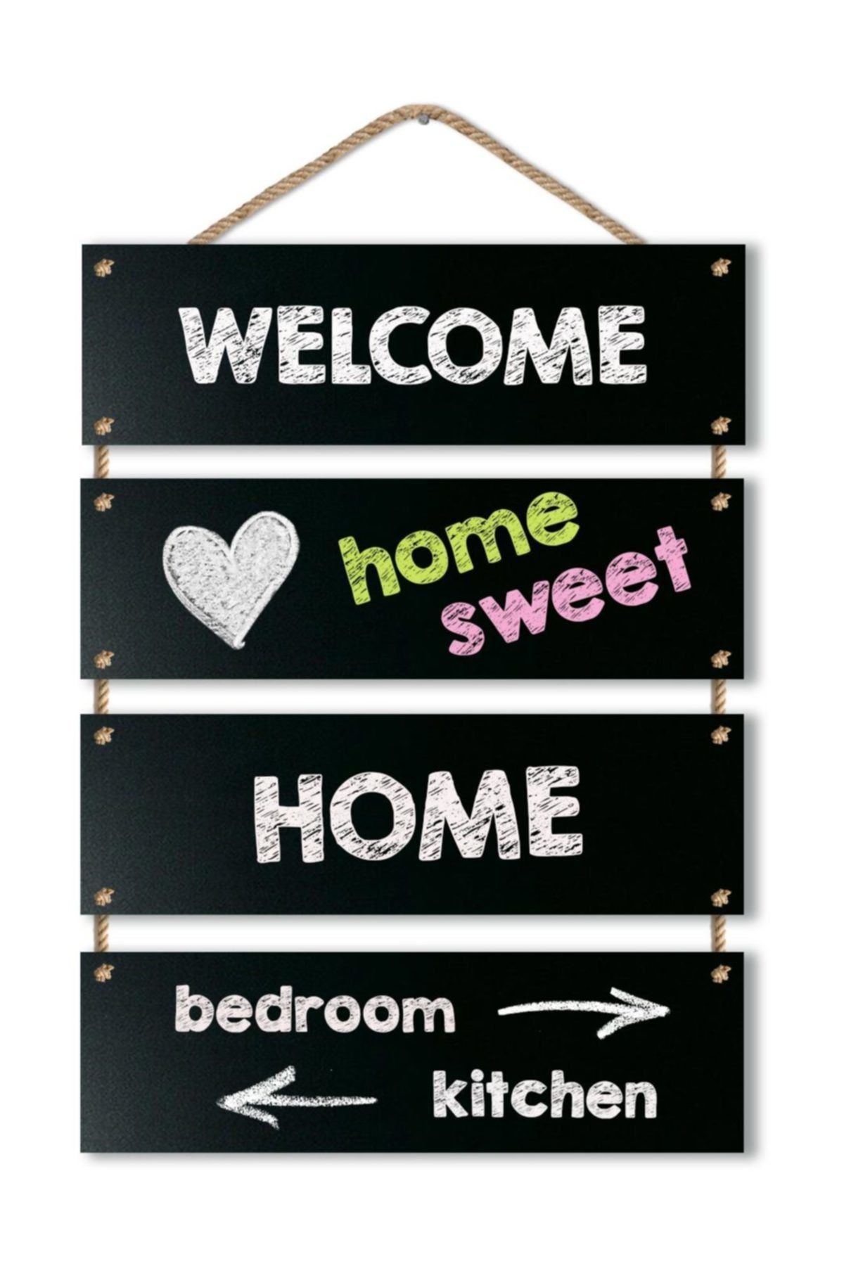 Zep Home Zephome Halat Askılı Dekoratif Kara Tahta Yazı Tahtası 4lü Sarkıt