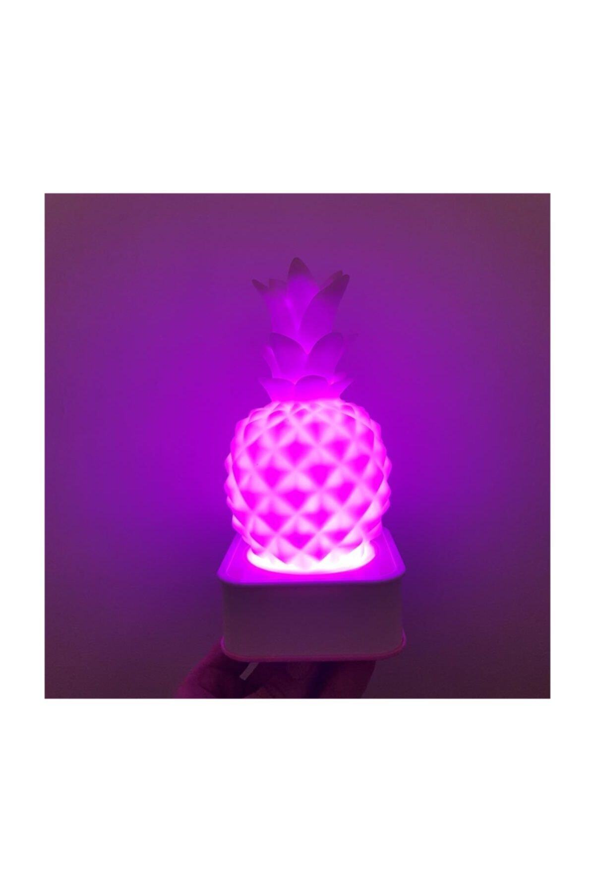 ORİJİNALDÜKKAN Sese Ve Dokunmaya Duyarlı Silikon Pembe Ananas Gece Lambası Renkli