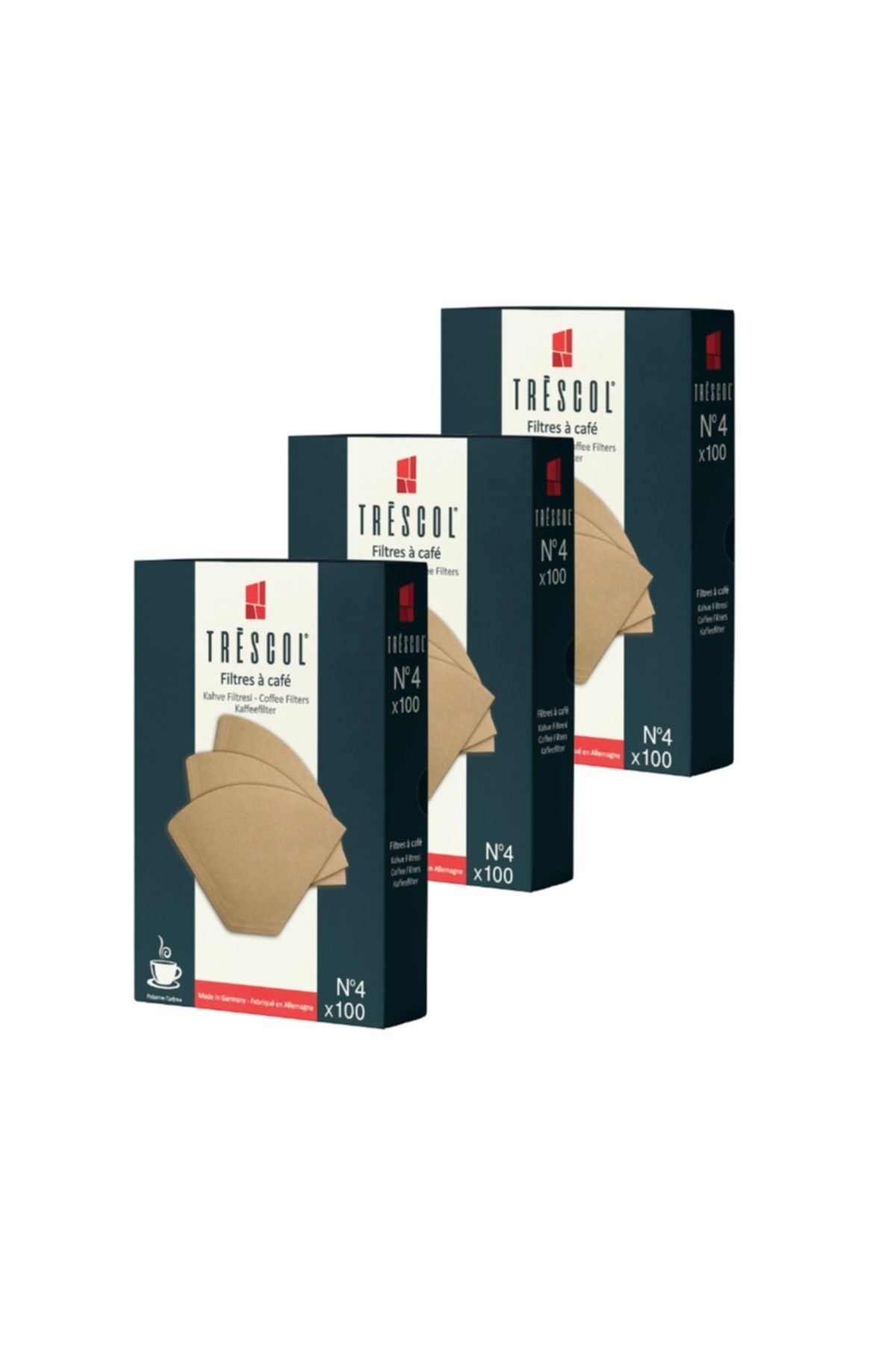 TRESCOL Kahve Filtresi 4 Numara Naturel Kağıt 3x100 300'lü Paket