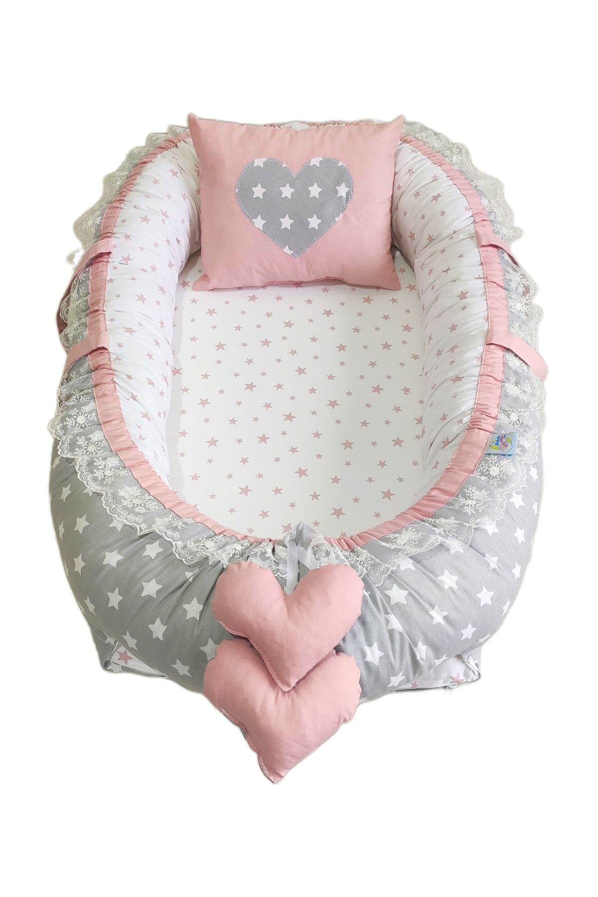 Bebek Atölyesi Bebekatölyesi Gri Küçük Yıldız Desenli Pudra Babynest