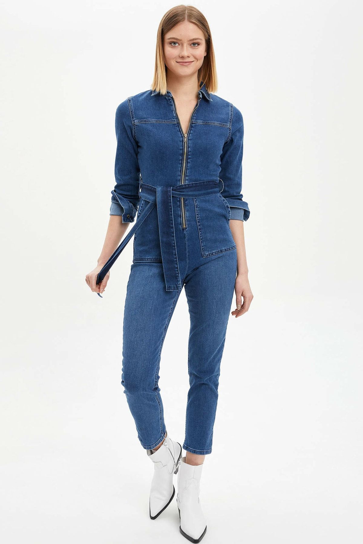 defacto kadin mavi slim fit kemerli jean tulum m7872az 20sp nm34 fiyati yorumlari trendyol