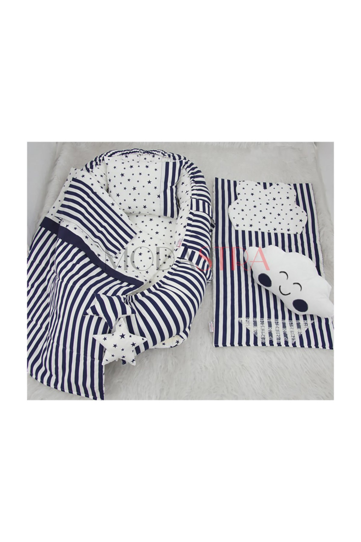 modastra Lacivert Düz Çizgili Tasarım ve Alt Açma Set