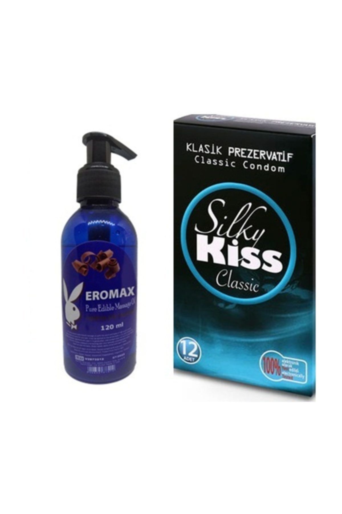 Eromax Çikolata Aromalı Kayganlaştırıcı Masaj Yağı, Klasik Prezervatif Seti
